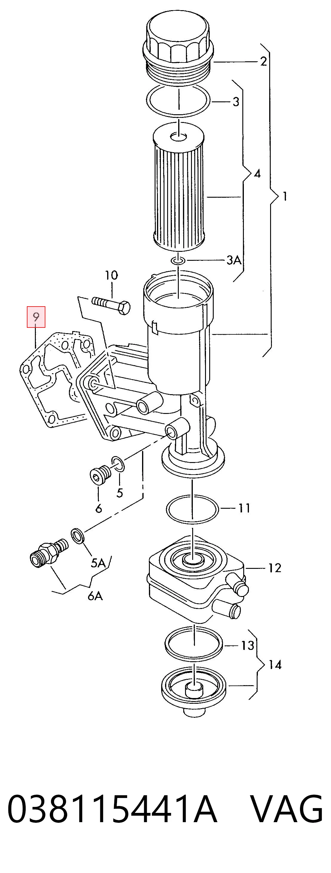 038115441A VAG Uszczelka adaptera filtra oleju
