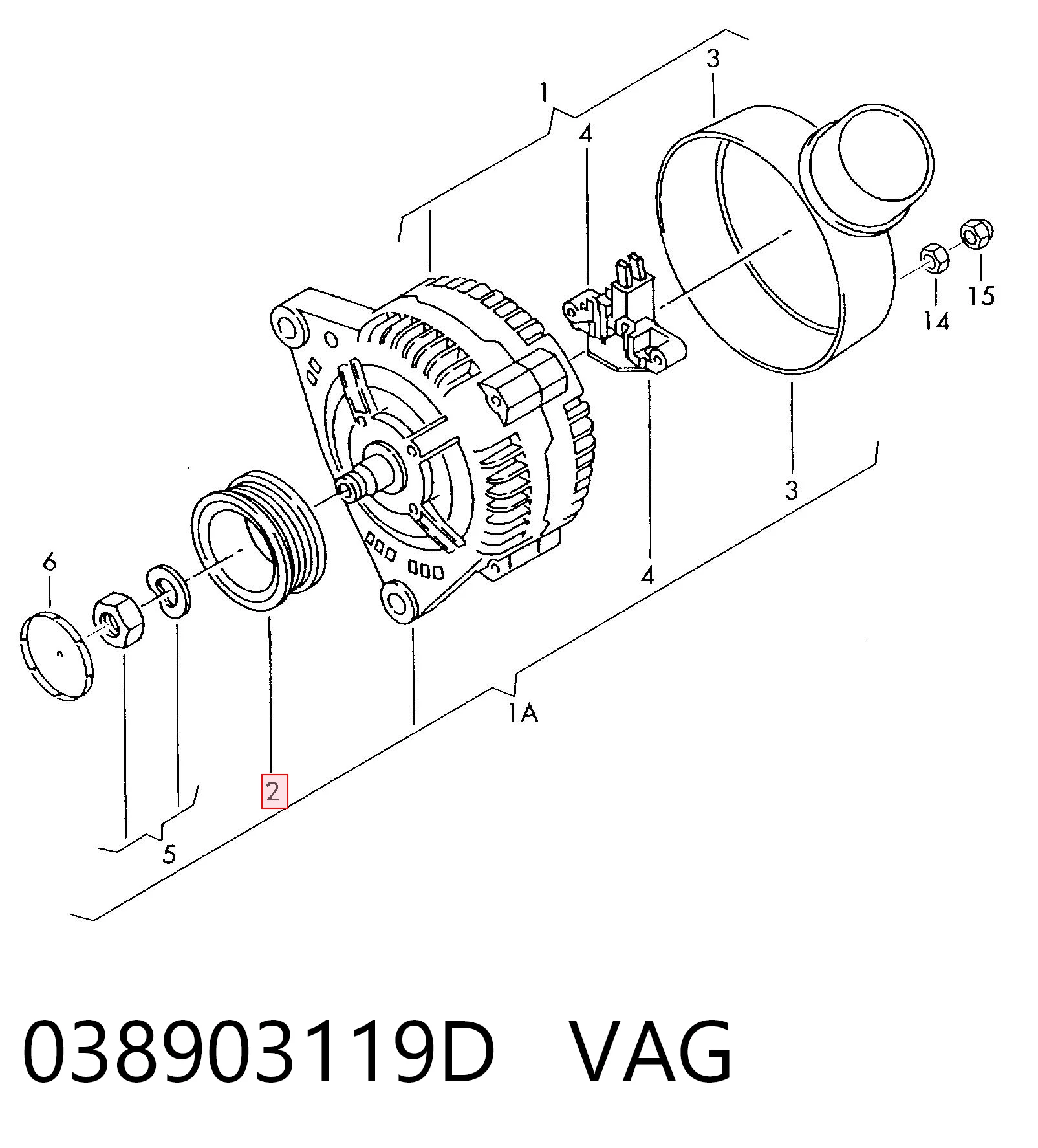 038903119D VAG Koło pasowe alternatora