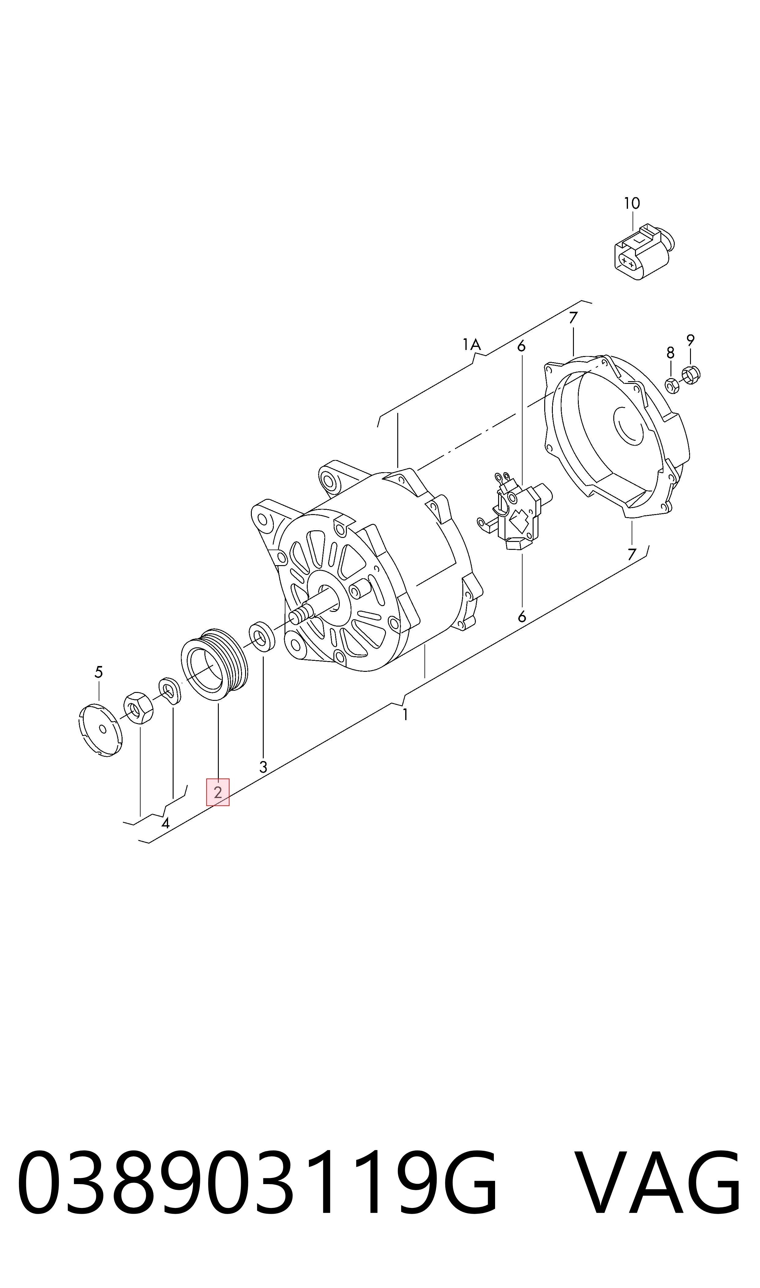 038903119G VAG Koło pasowe alternatora