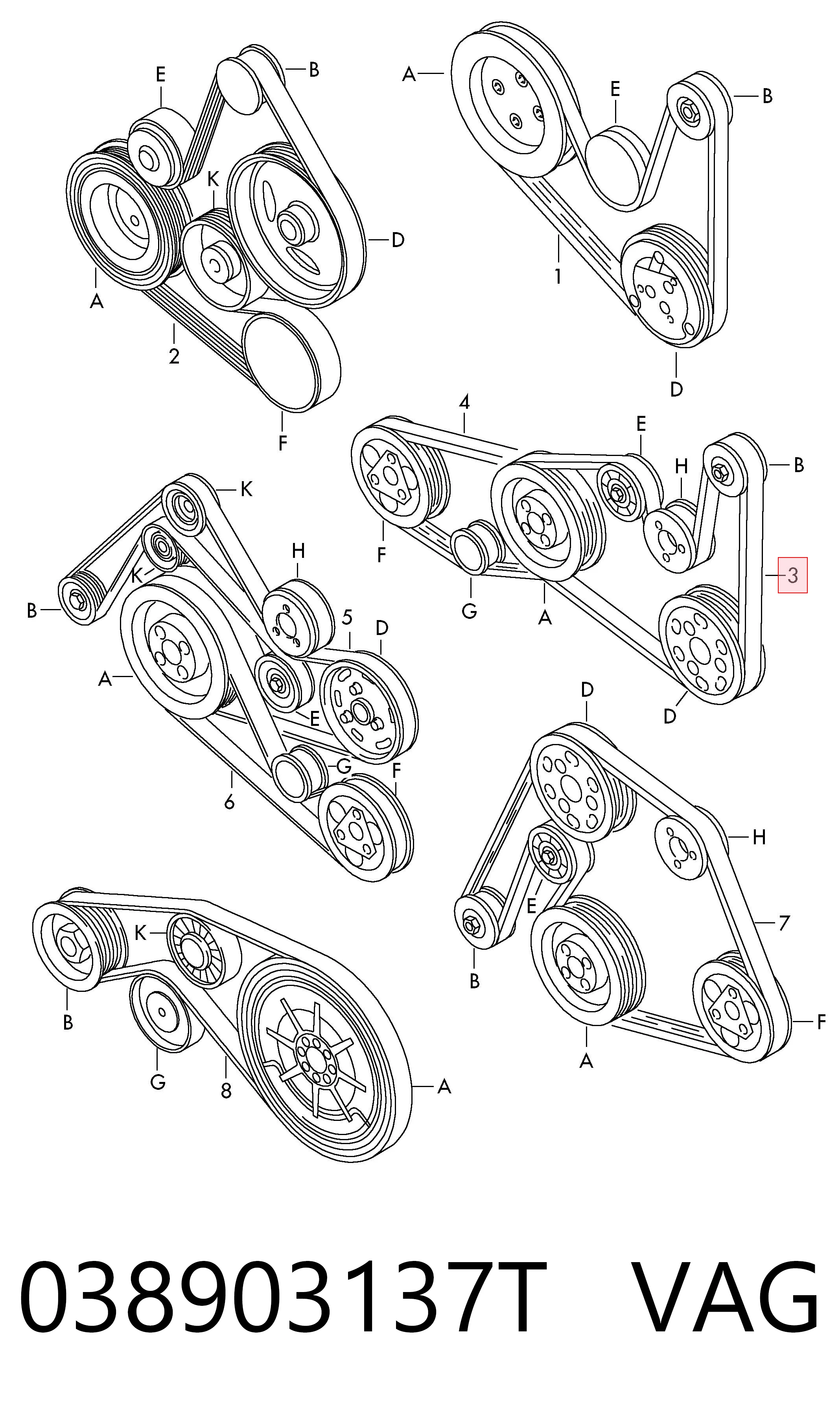 038903137T VAG Pas napędowy mechanizmów