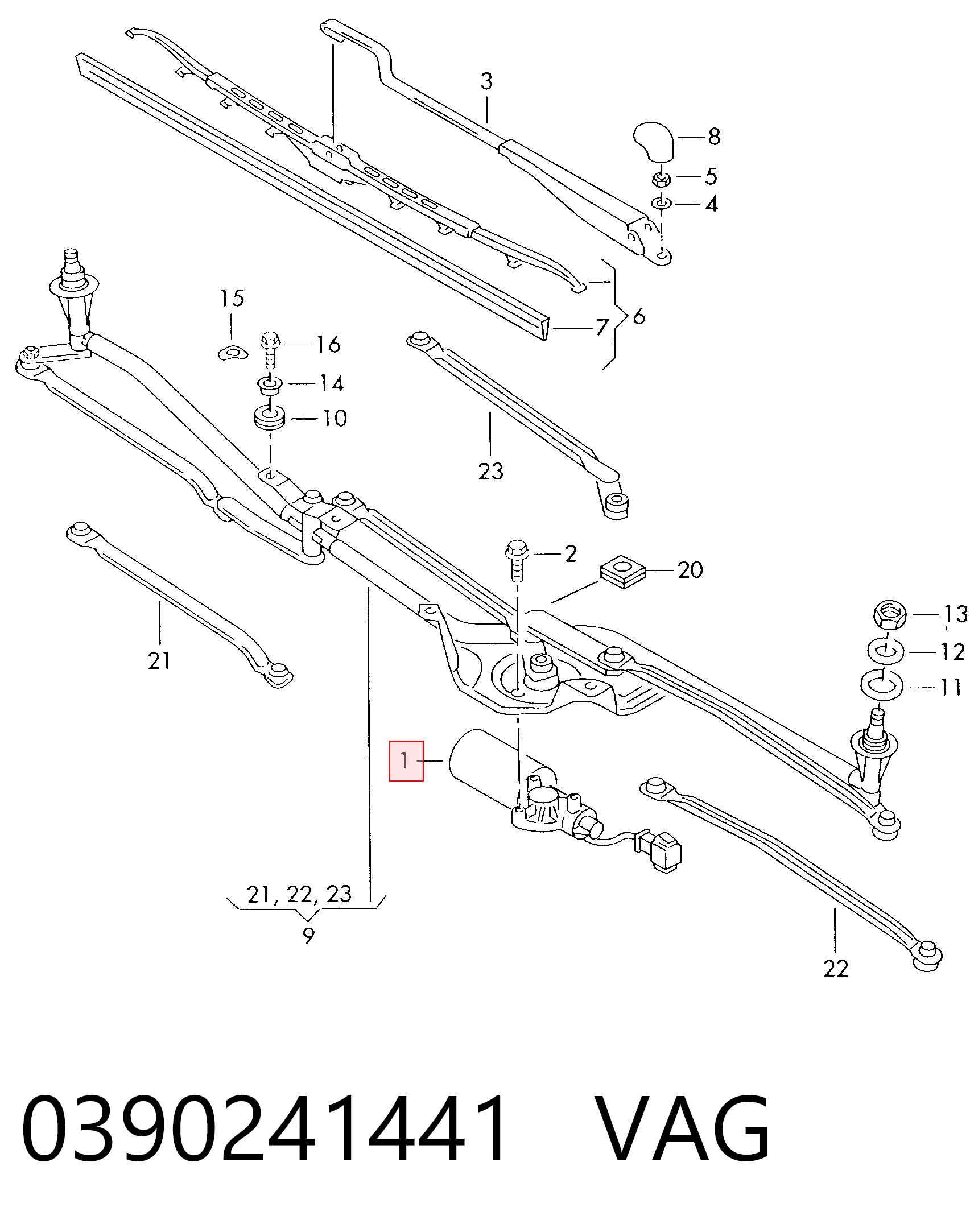 Silniczek wycieraczki szyby przedniej Seat Alhambra 