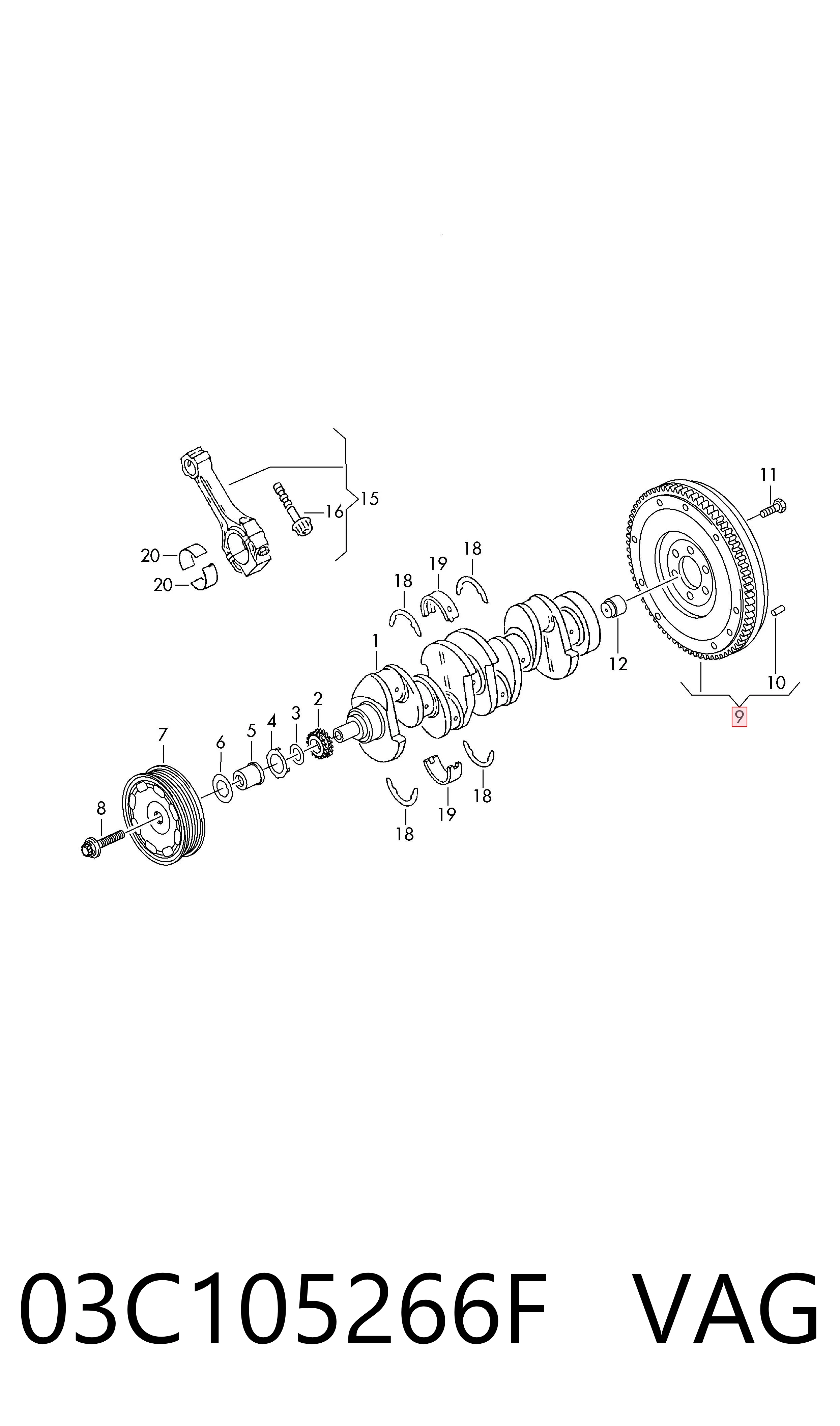 Koło zamachowe silnika VAG 03C105266F cena, od 566,35 USD