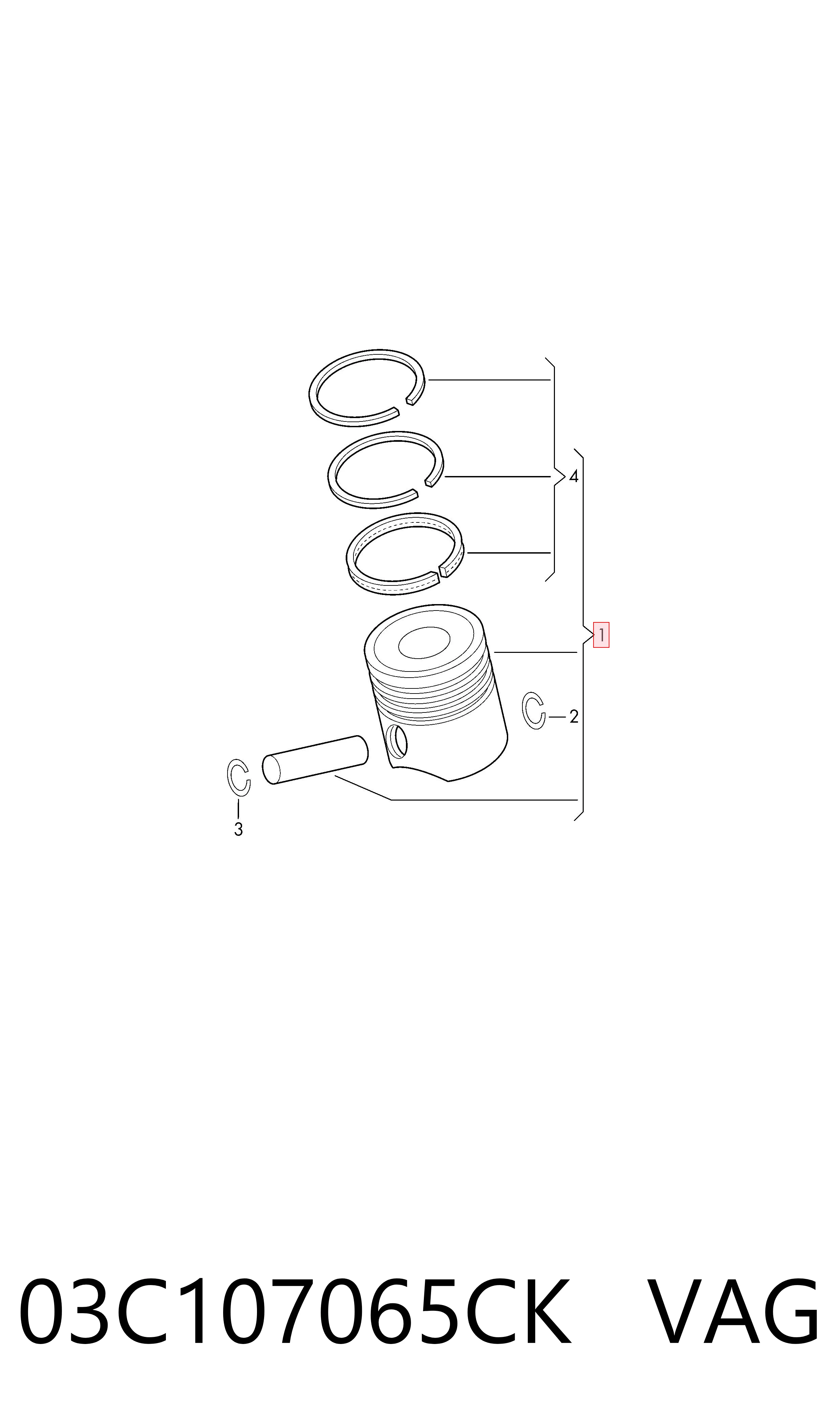 Tłok, komplet do jednego cylindru, STD VAG 03C107065CK cena, od 74,65 USD