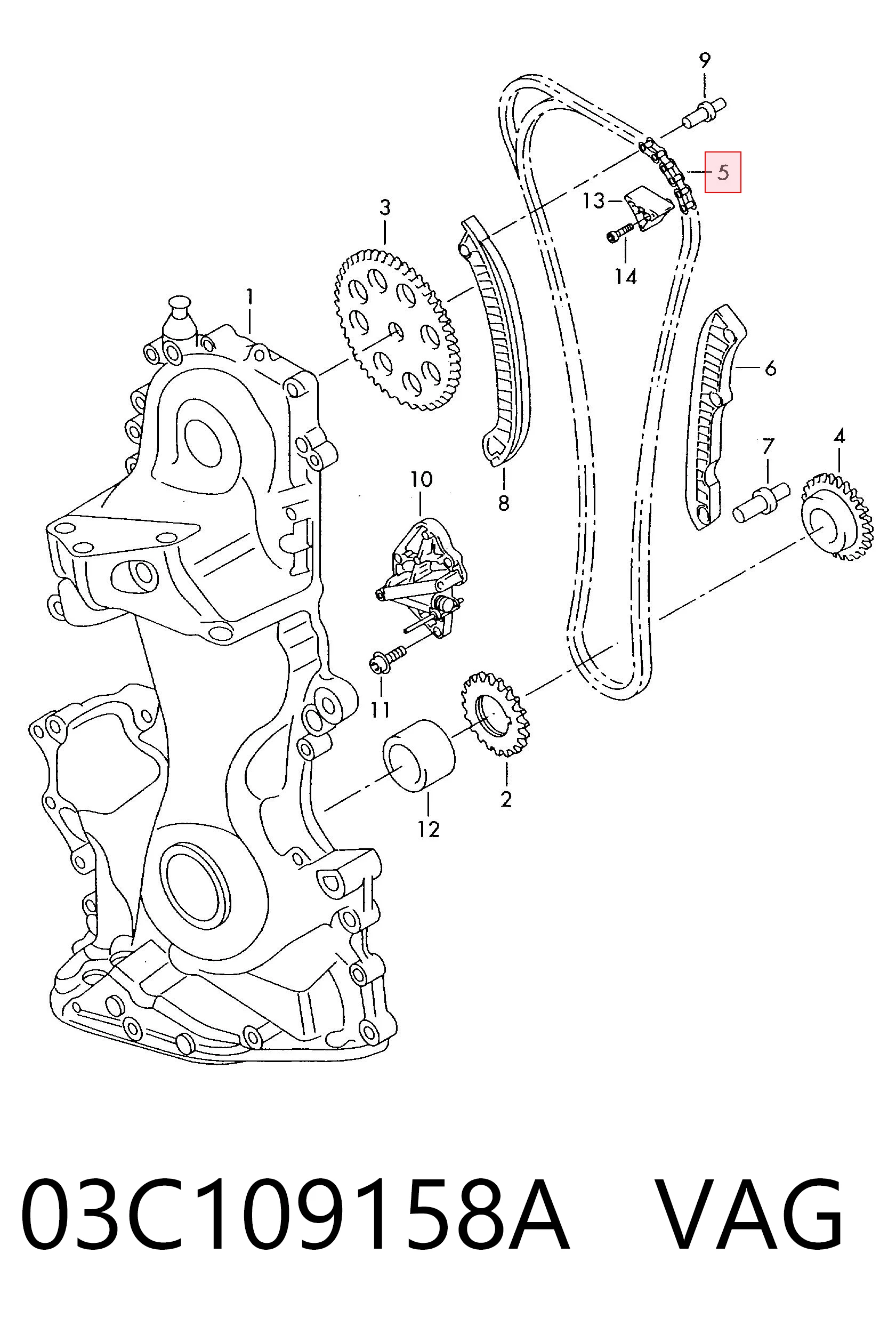Łańcuch rozrządu VAG 03C109158A cena, od 73,44 USD