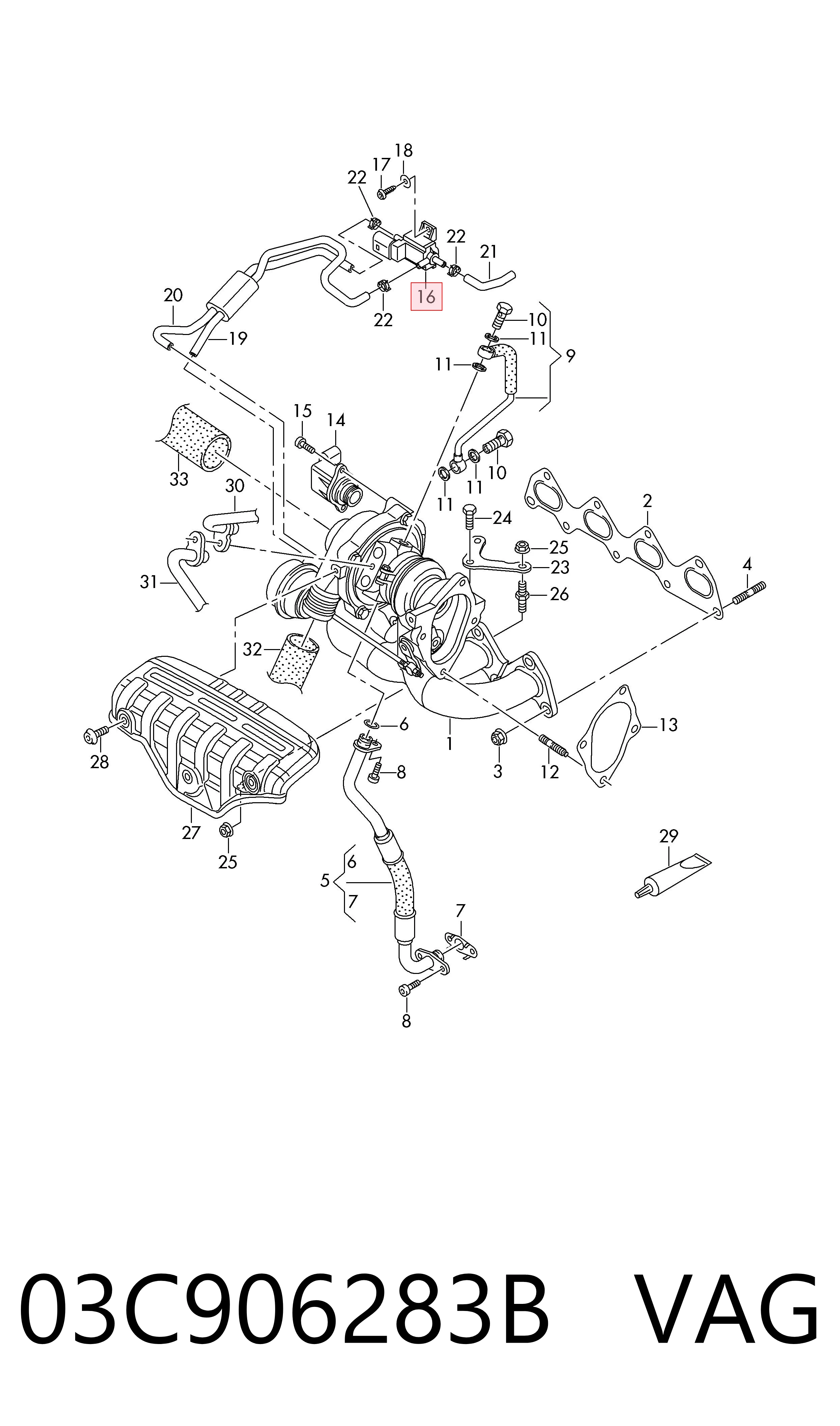 03C906283B VAG Przetwornik ciśnienia (solenoid) doładowania