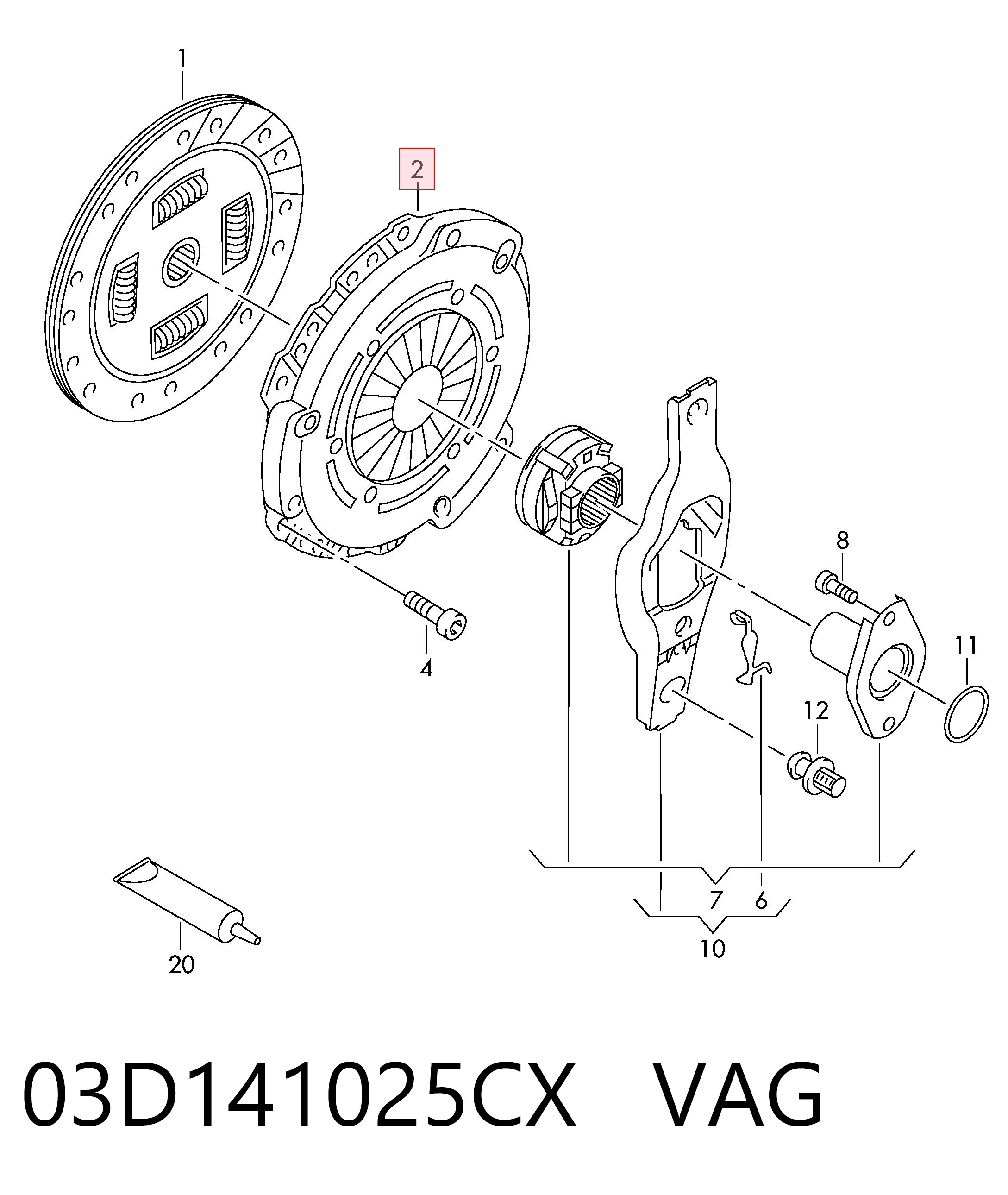 Do koszyka Docisk sprzęgła Volkswagen Polo V RUS 602, 604, 612, 614