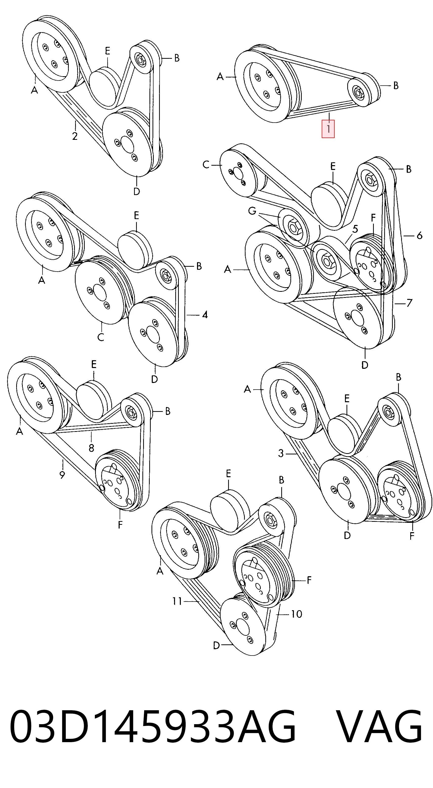 03D145933AG VAG Pas napędowy mechanizmów