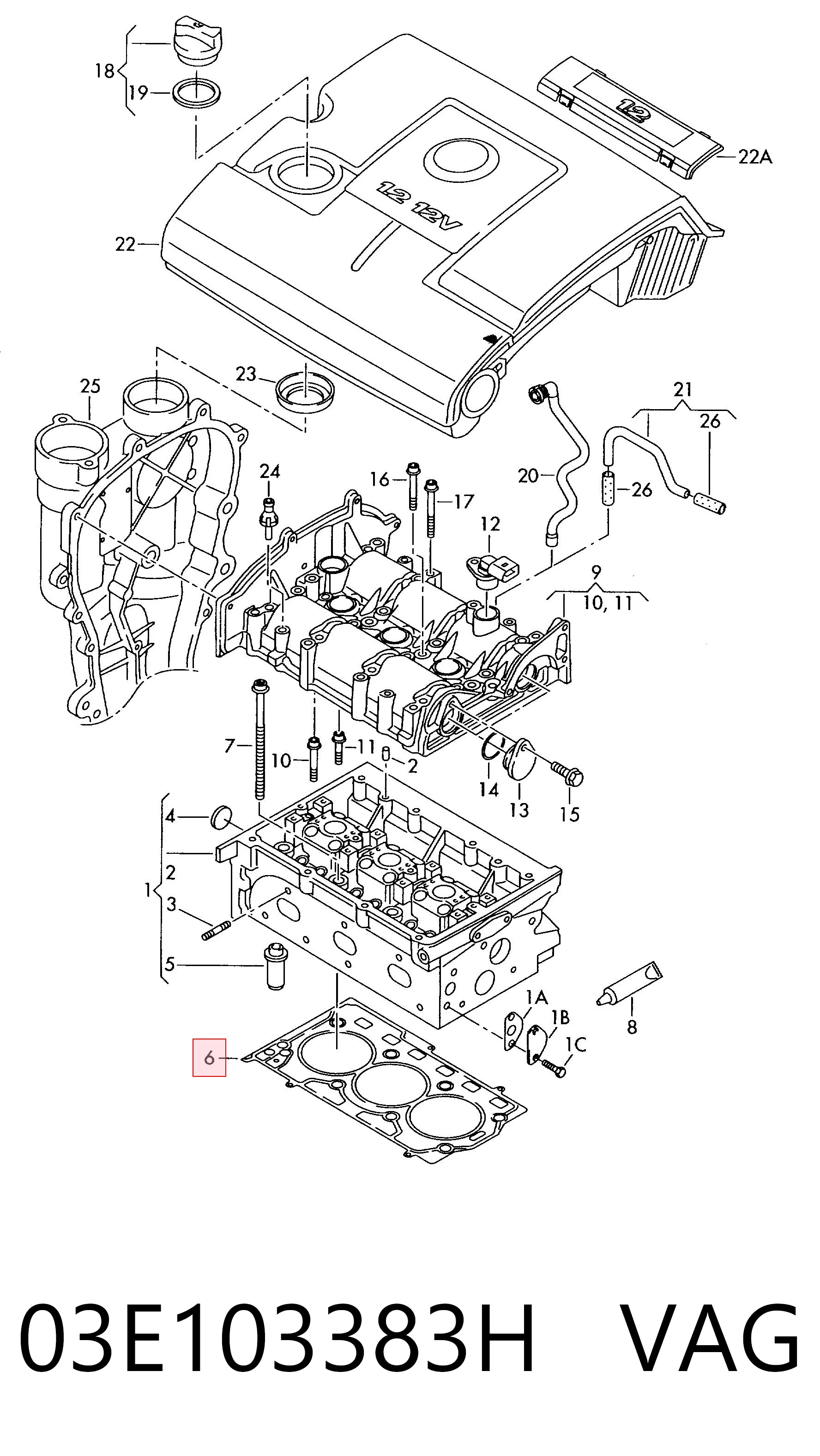 03E103383H VAG Uszczelka głowicy cylindrów