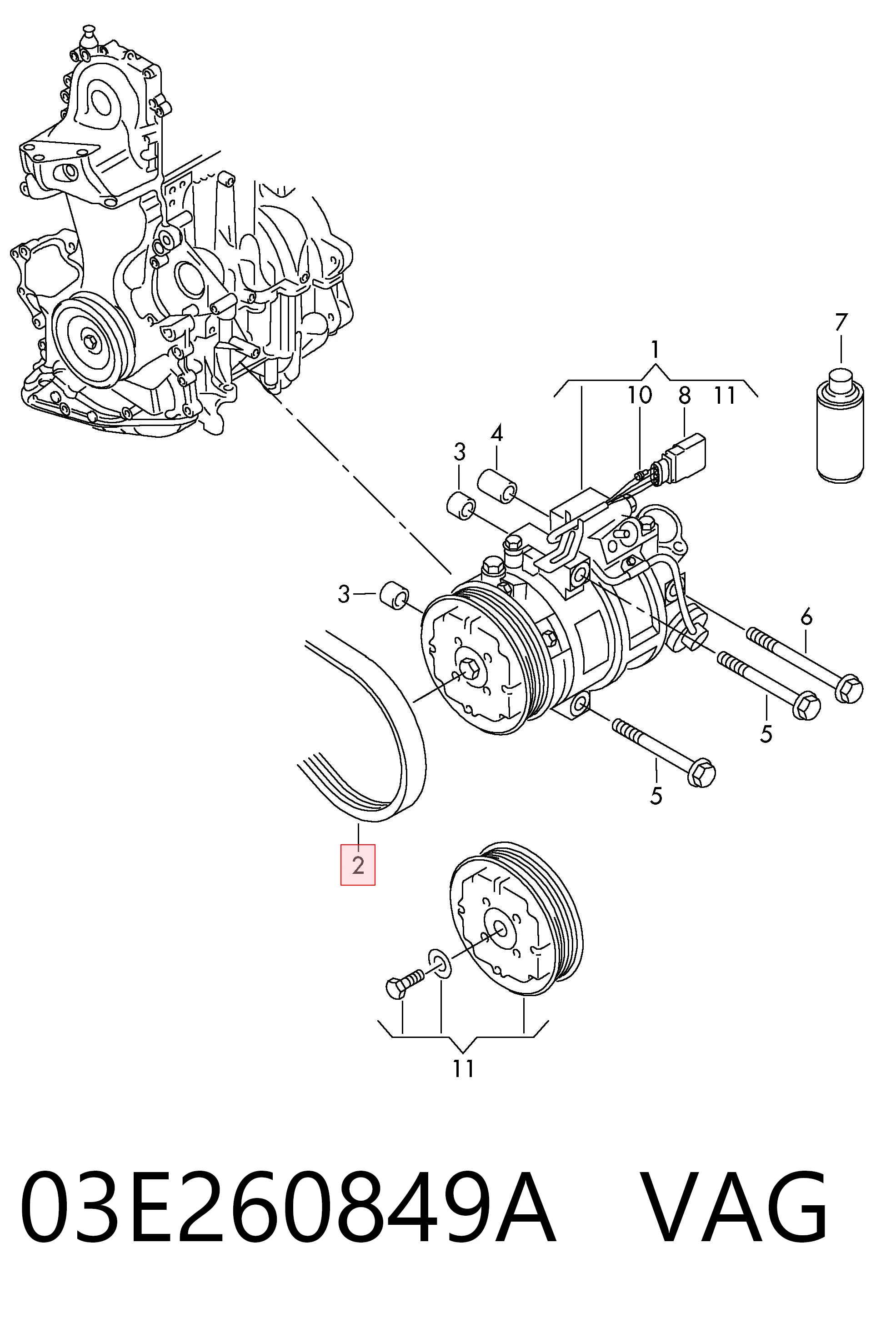 03E260849A VAG Pas napędowy mechanizmów