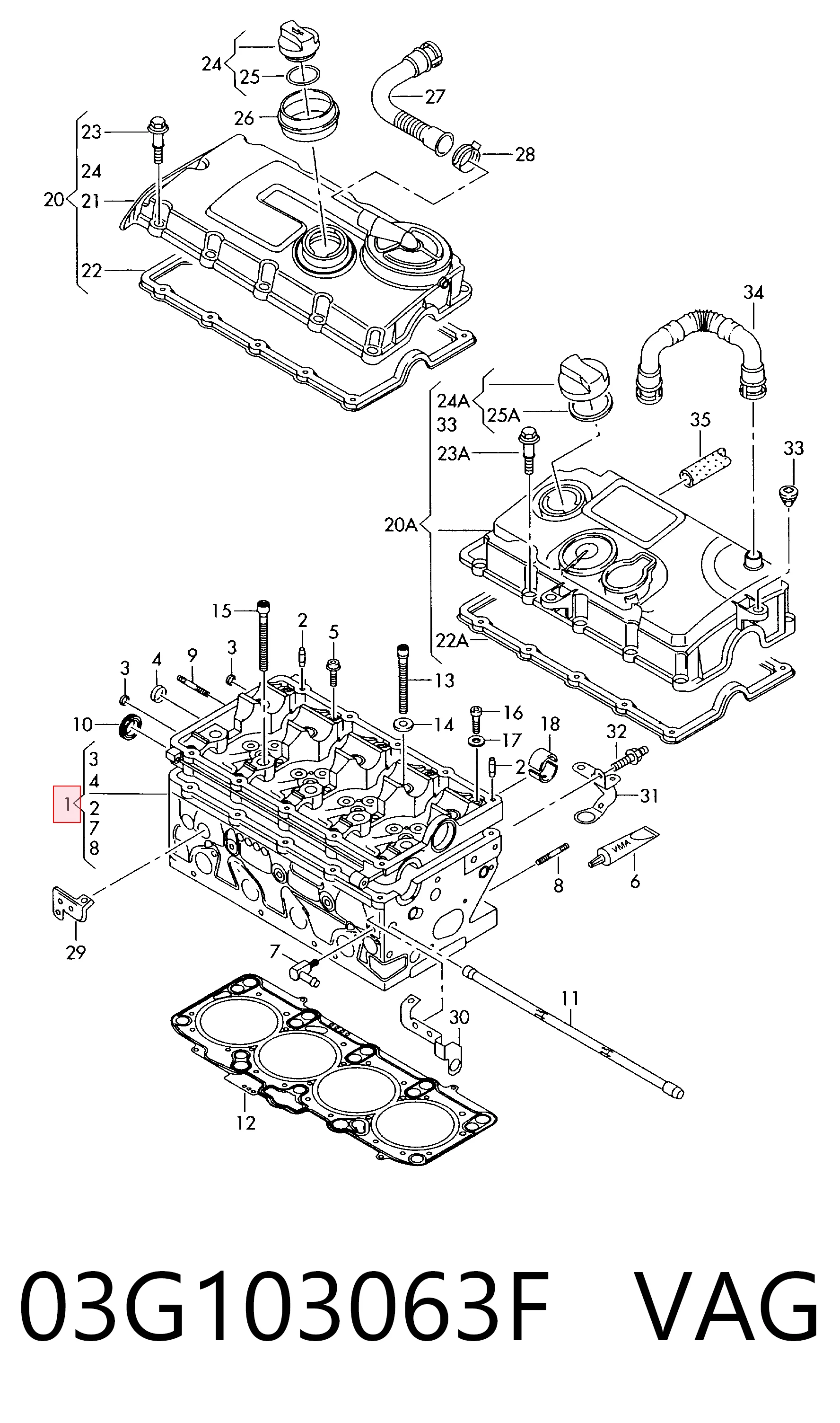 03G103063F VAG Głowica cylindrów