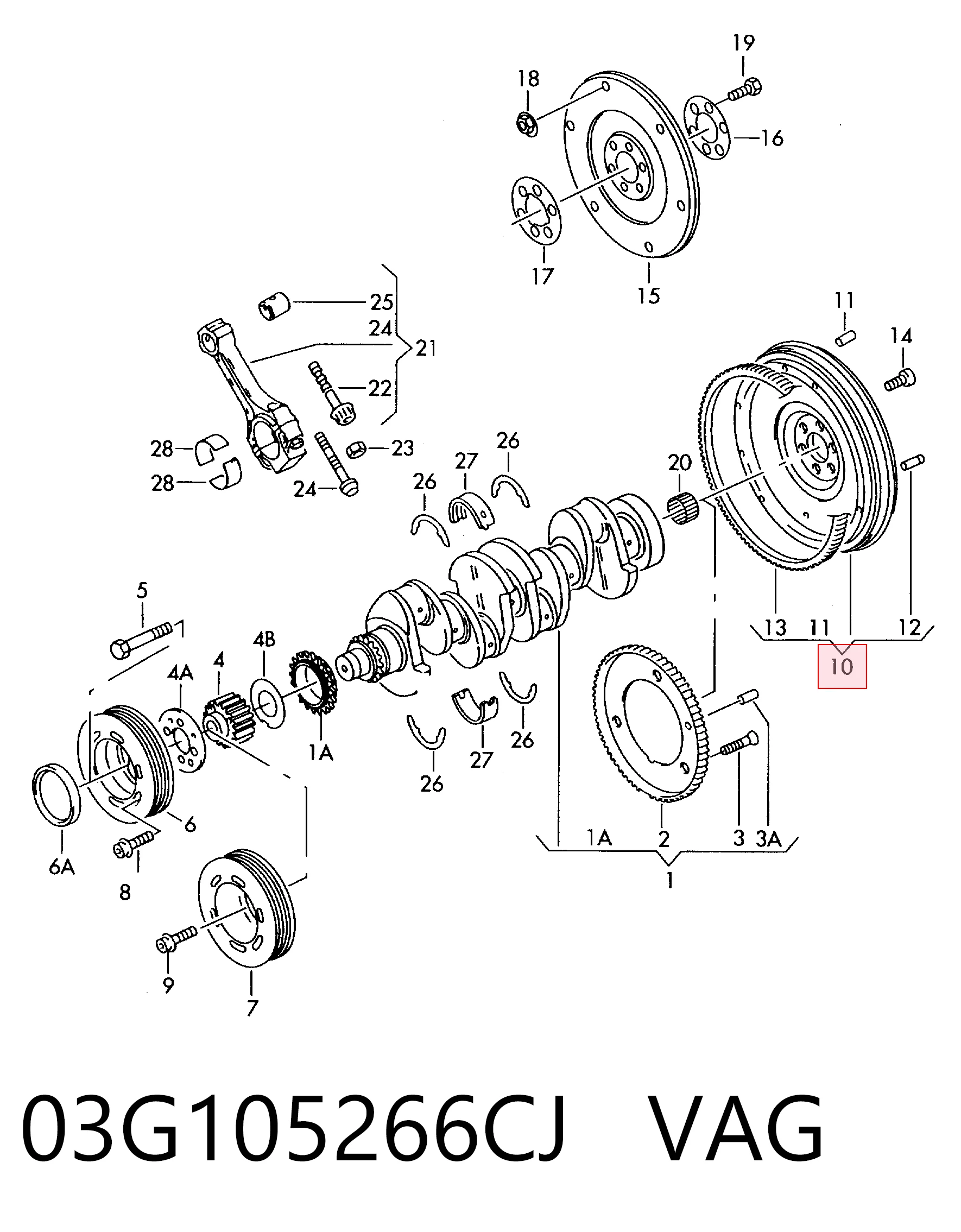 03G105266CJ VAG Koło zamachowe silnika