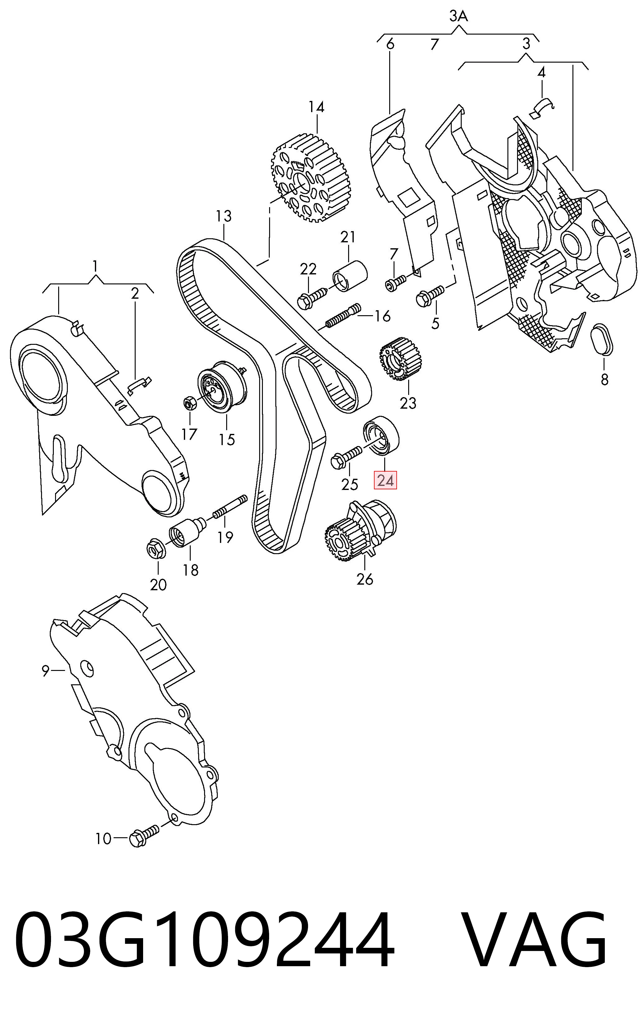 Rolka prowadząca kierunkowa paska rozrządu VAG 03G109244 cena, od 35,84 USD