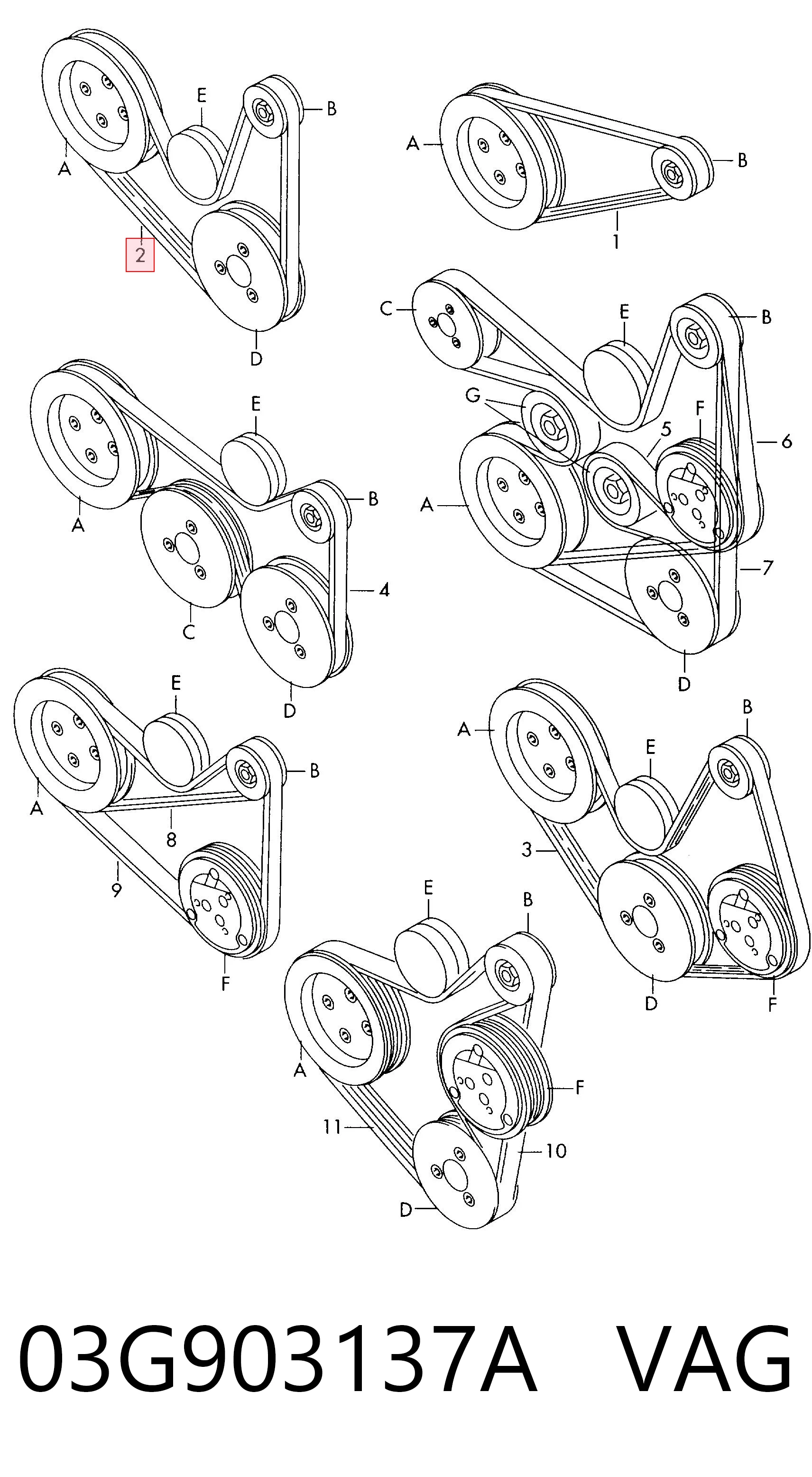 03G903137A VAG Pas napędowy mechanizmów