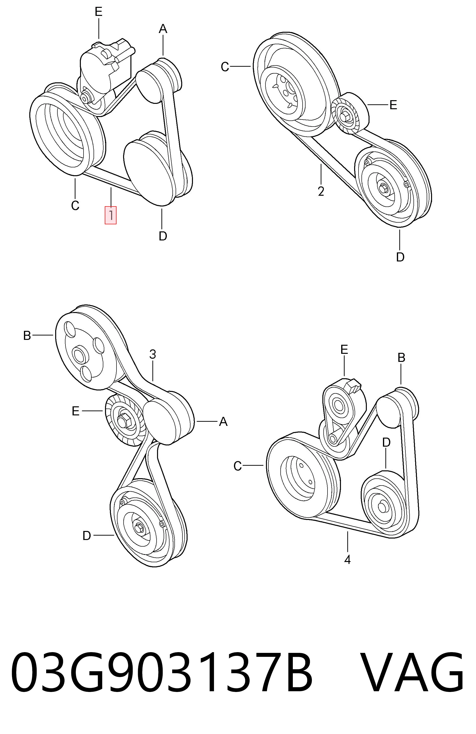 03G903137B VAG Pas napędowy mechanizmów