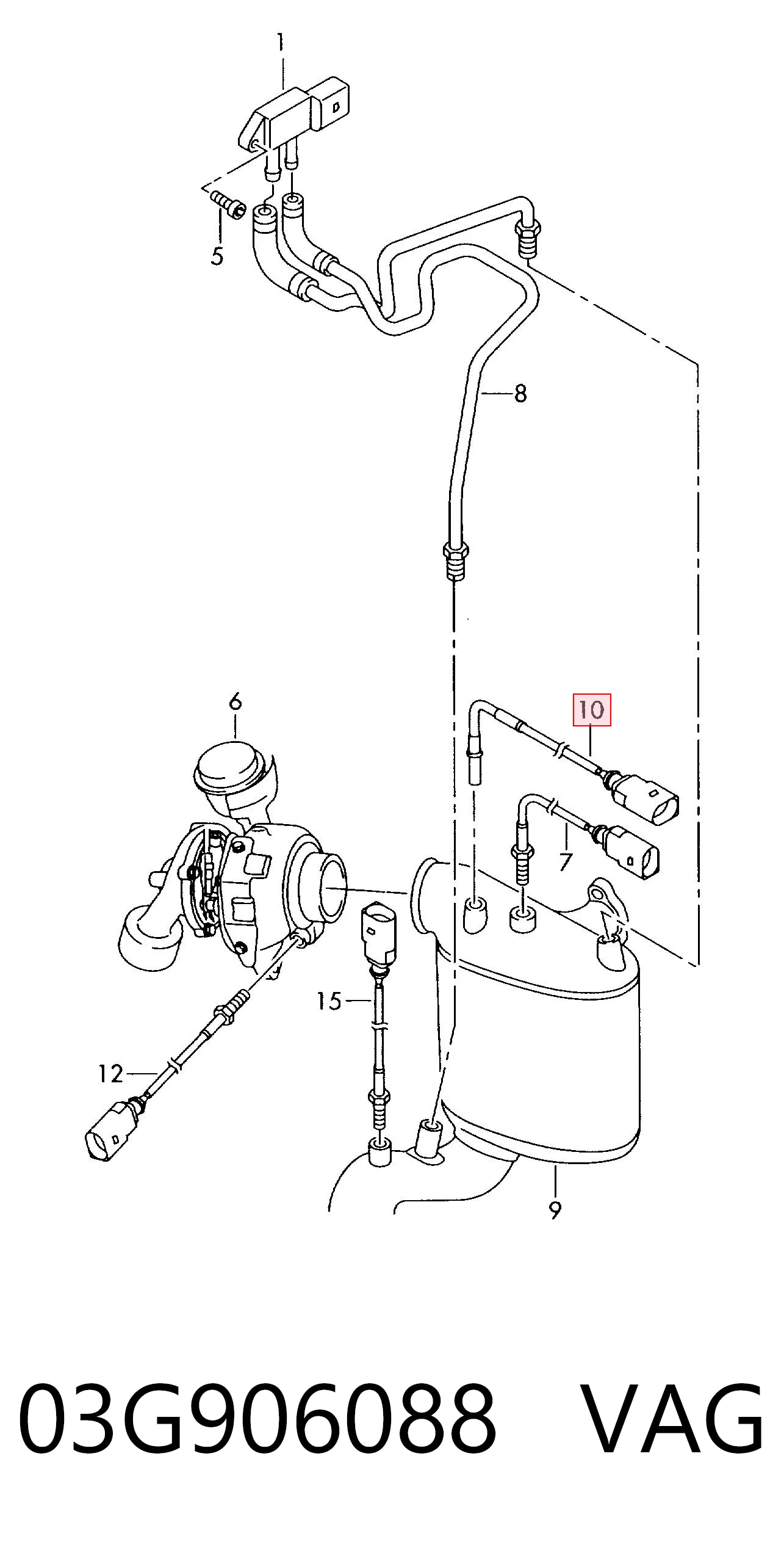 03G906088 VAG Czujnik temperatury spalin, przed filtrem cząstek stałych