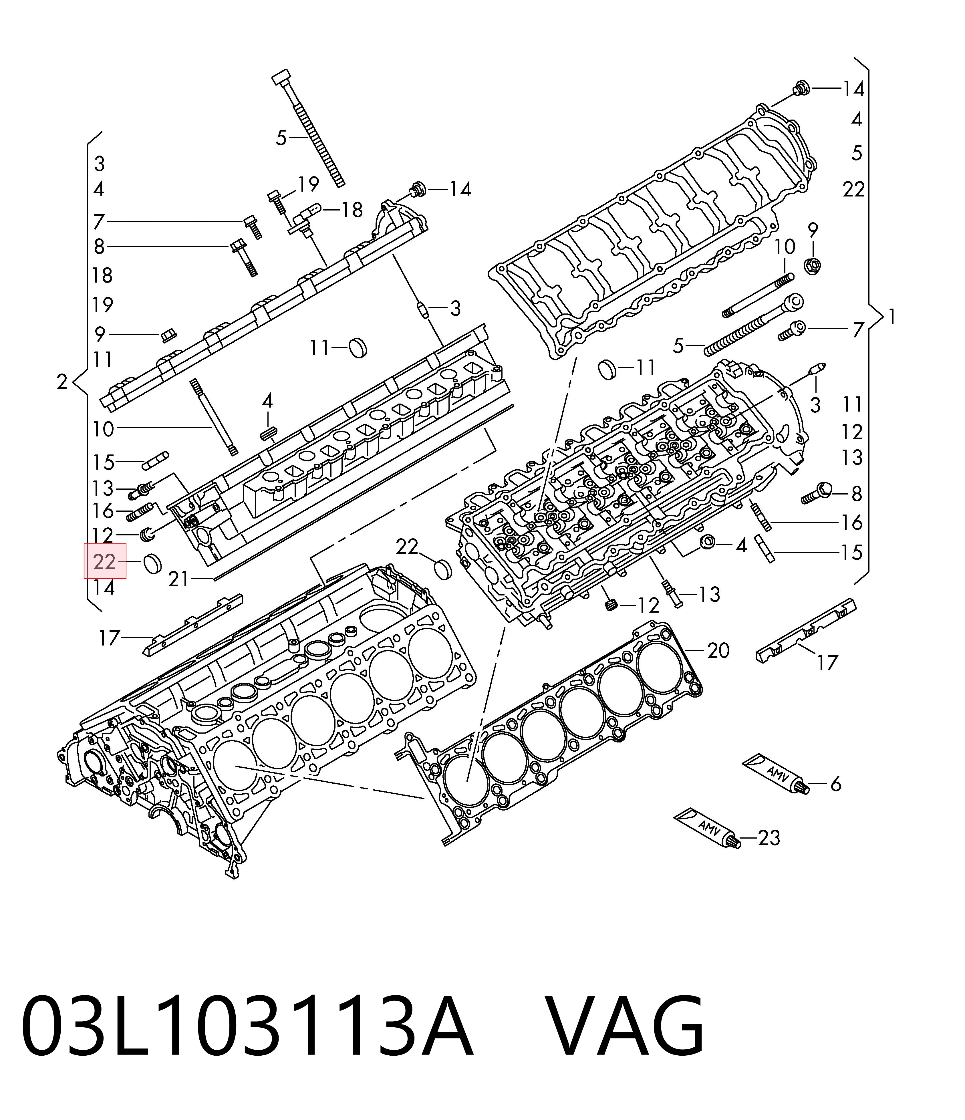 Zaślepka głowicy cylindrów/bloku cylindrów Volkswagen Tiguan II SUV (AD1, AX1, BT1, BT2) (2016 - 2026) cena, od 6,72 USD