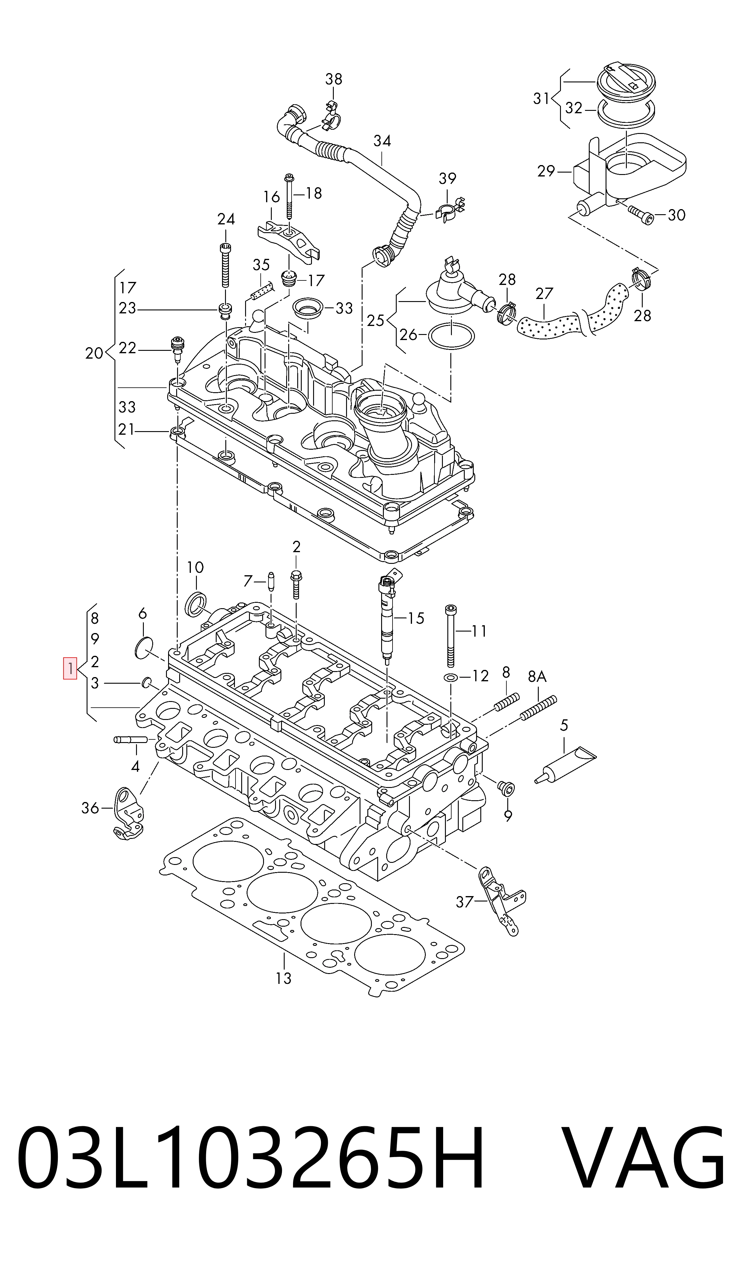 03L103265H VAG Głowica cylindrów
