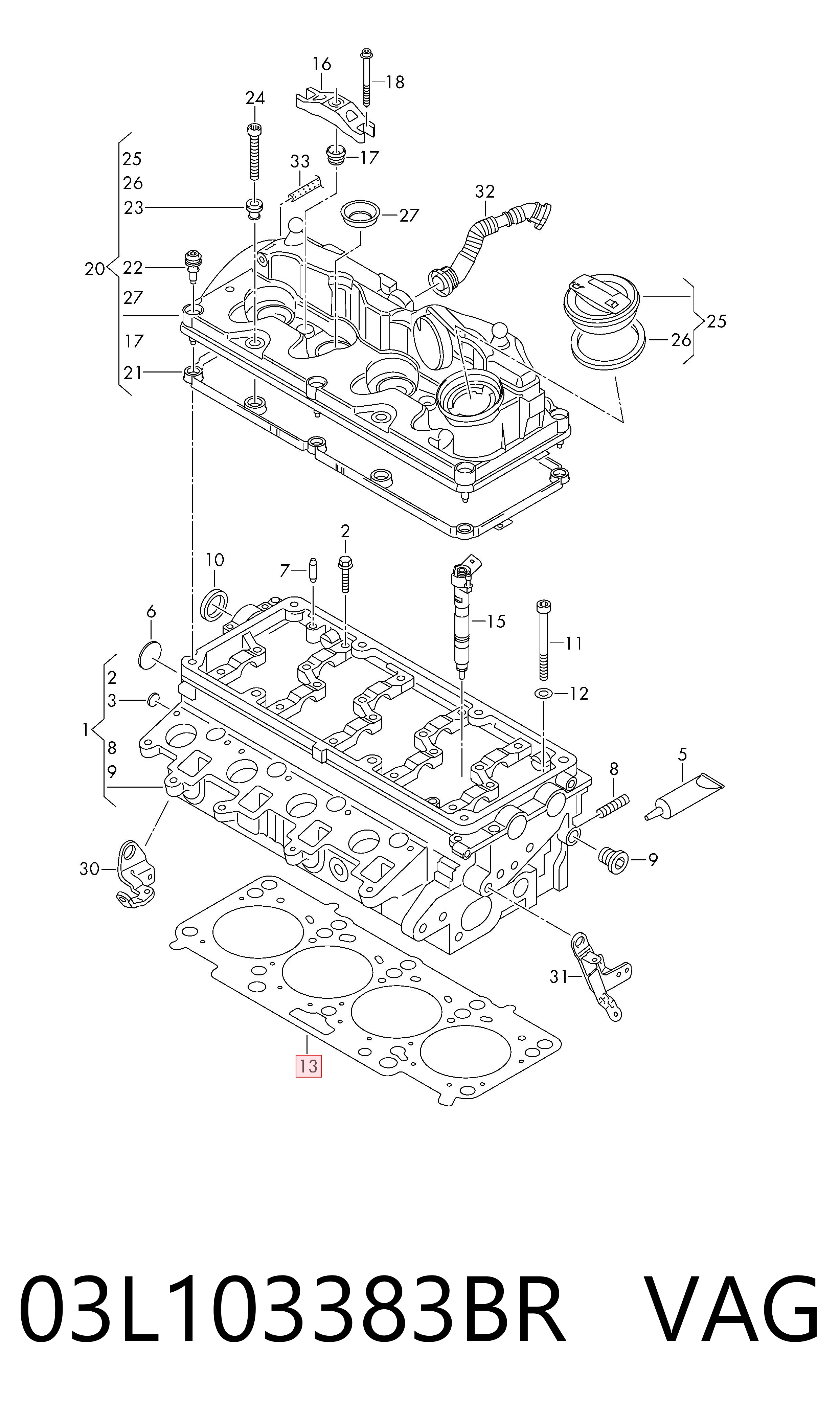 03L103383BR VAG Uszczelka głowicy cylindrów