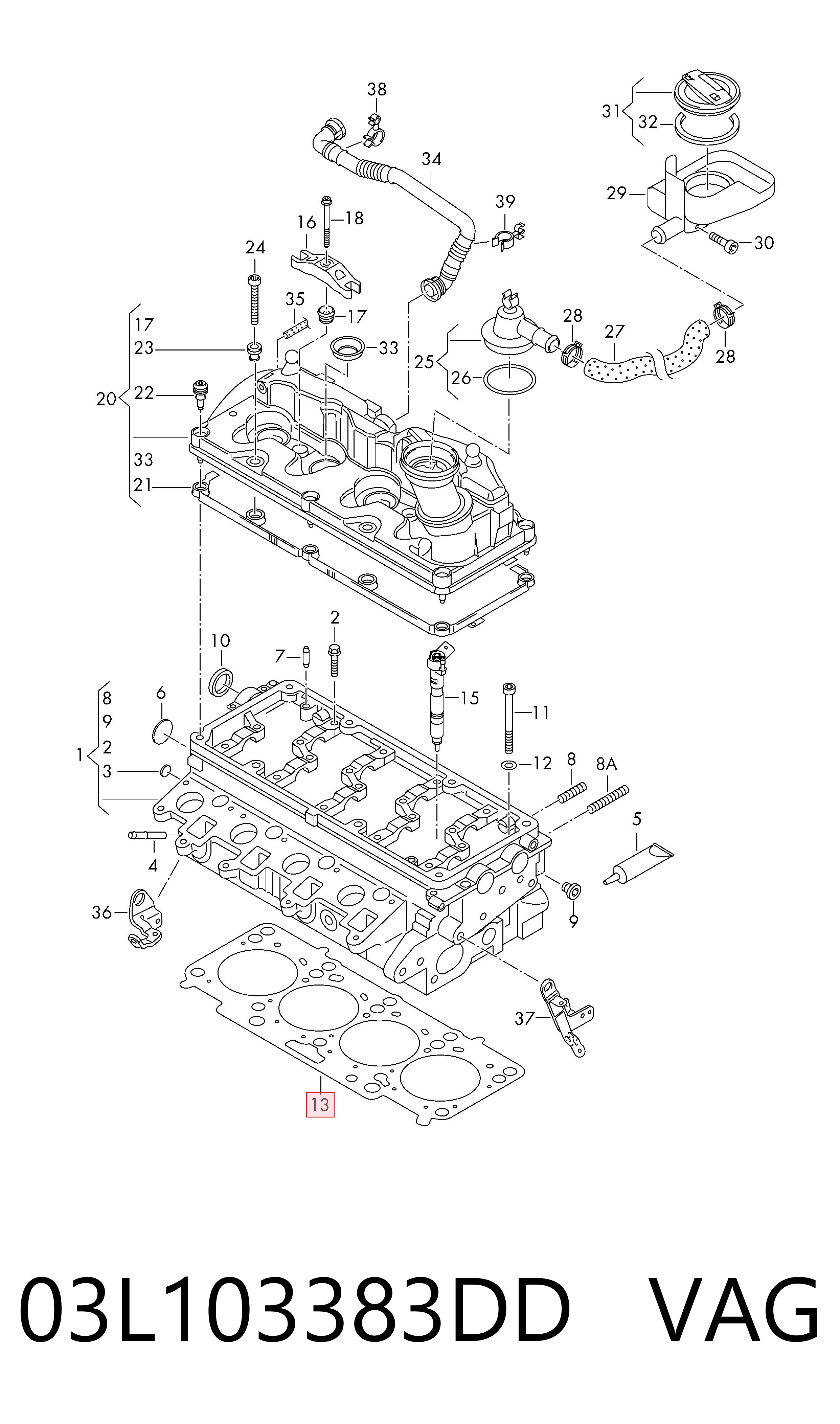 Uszczelka głowicy cylindrów 03L103383DD VAG