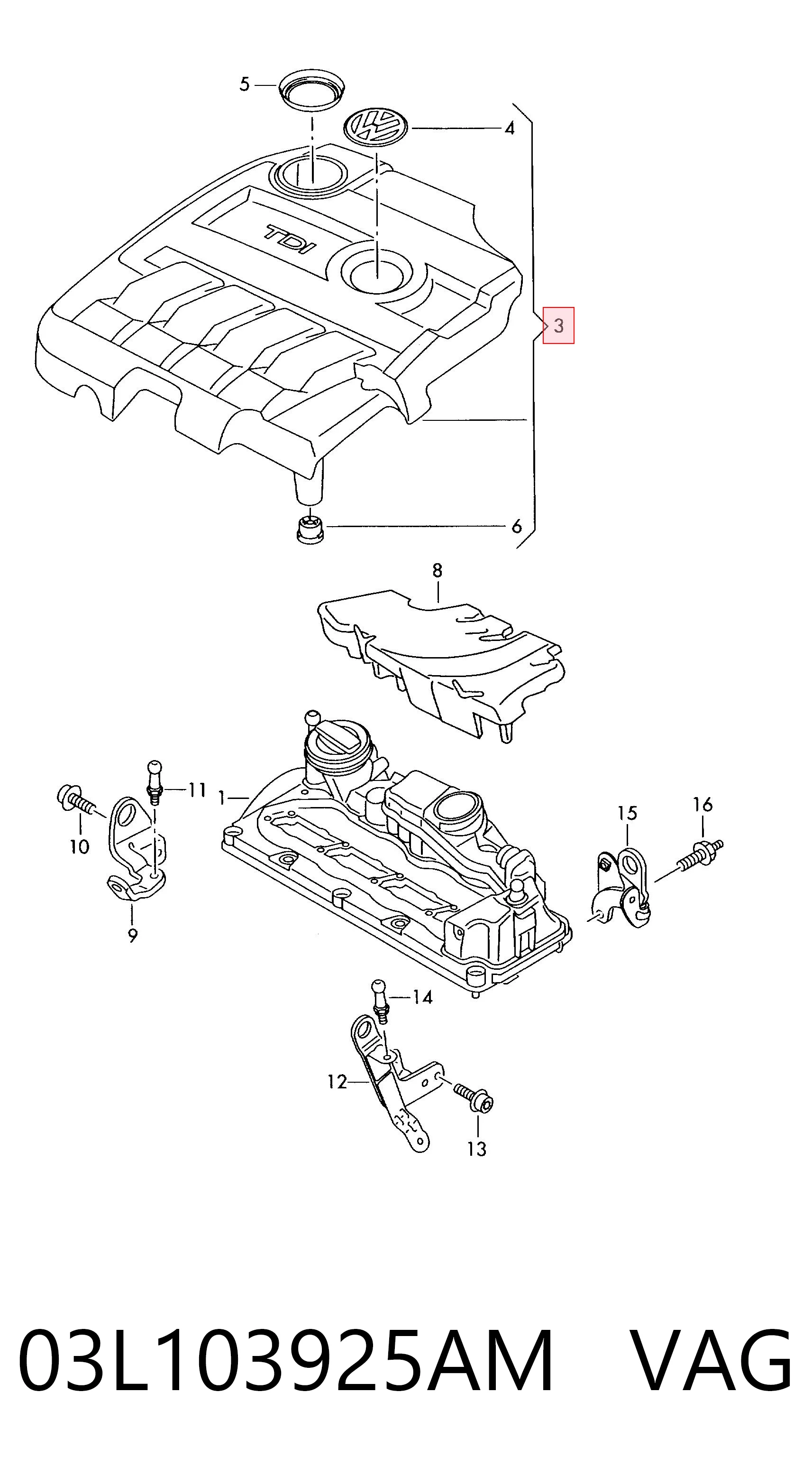 Pokrywa silnika dekoracyjna do Volkswagen Golf VI 5K1