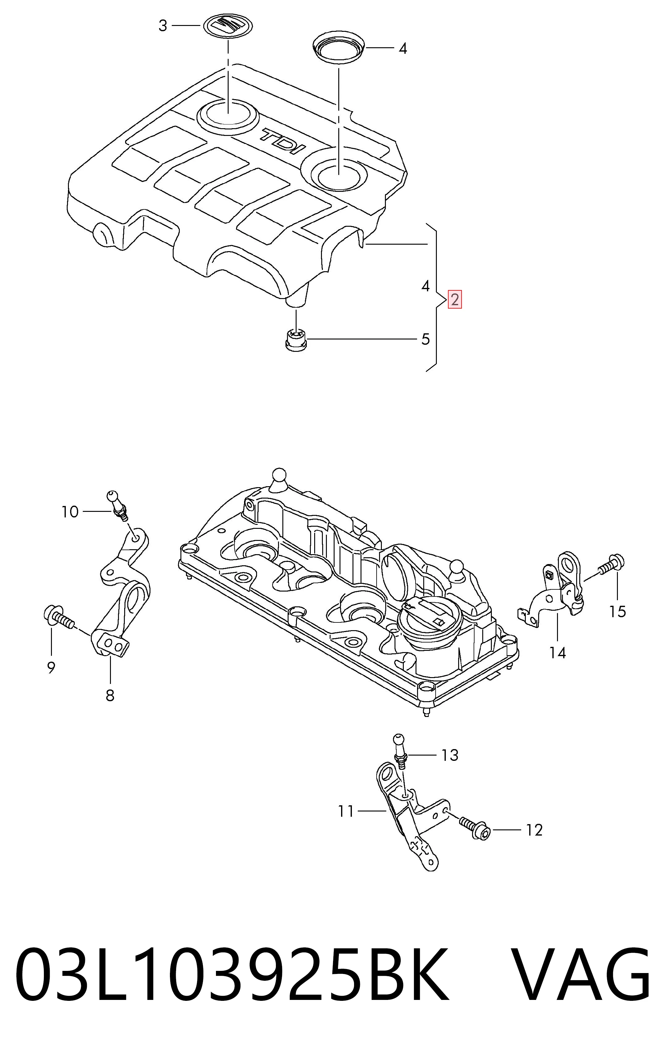 03L103925BK VAG Pokrywa silnika dekoracyjna