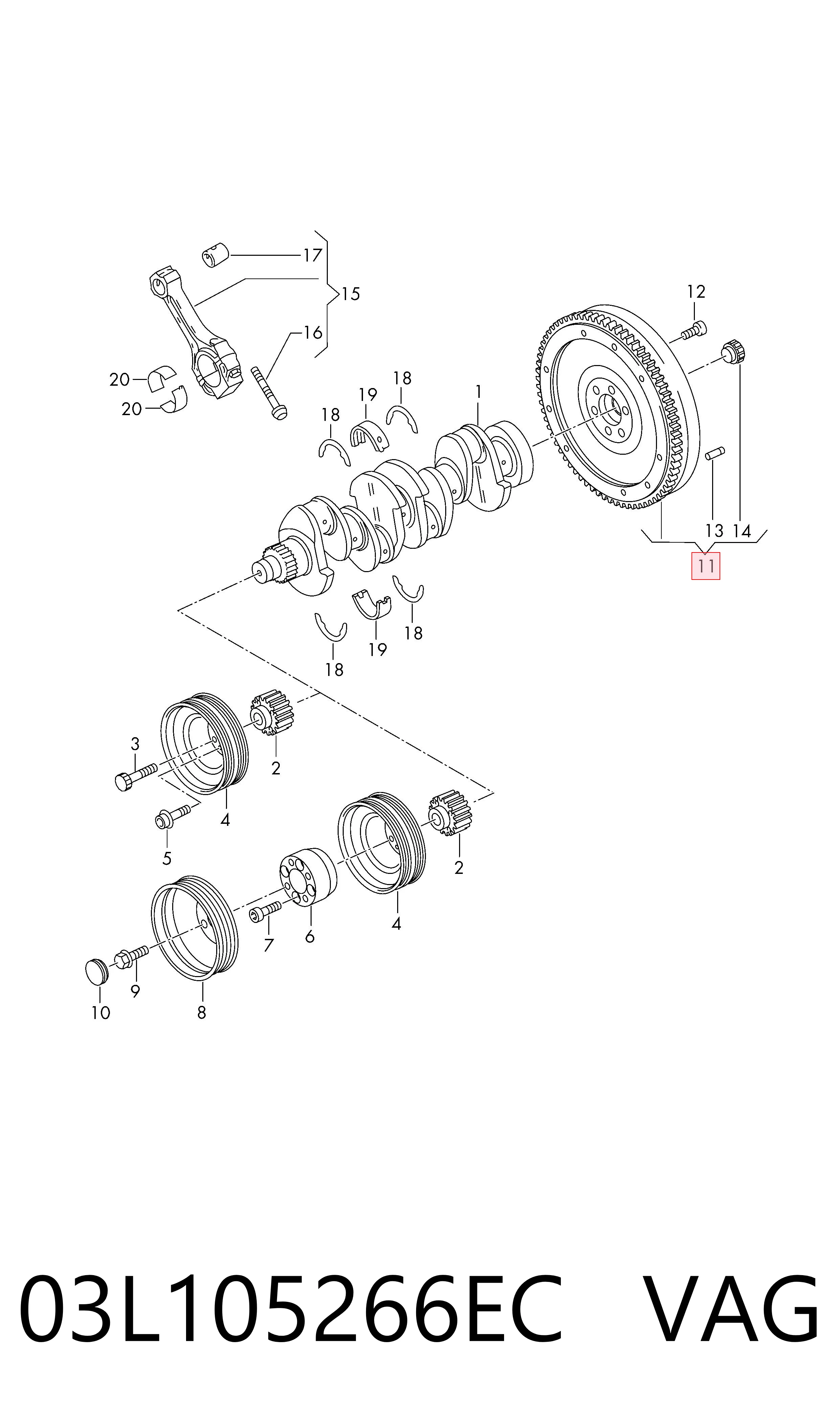 03L105266EC VAG Koło zamachowe silnika