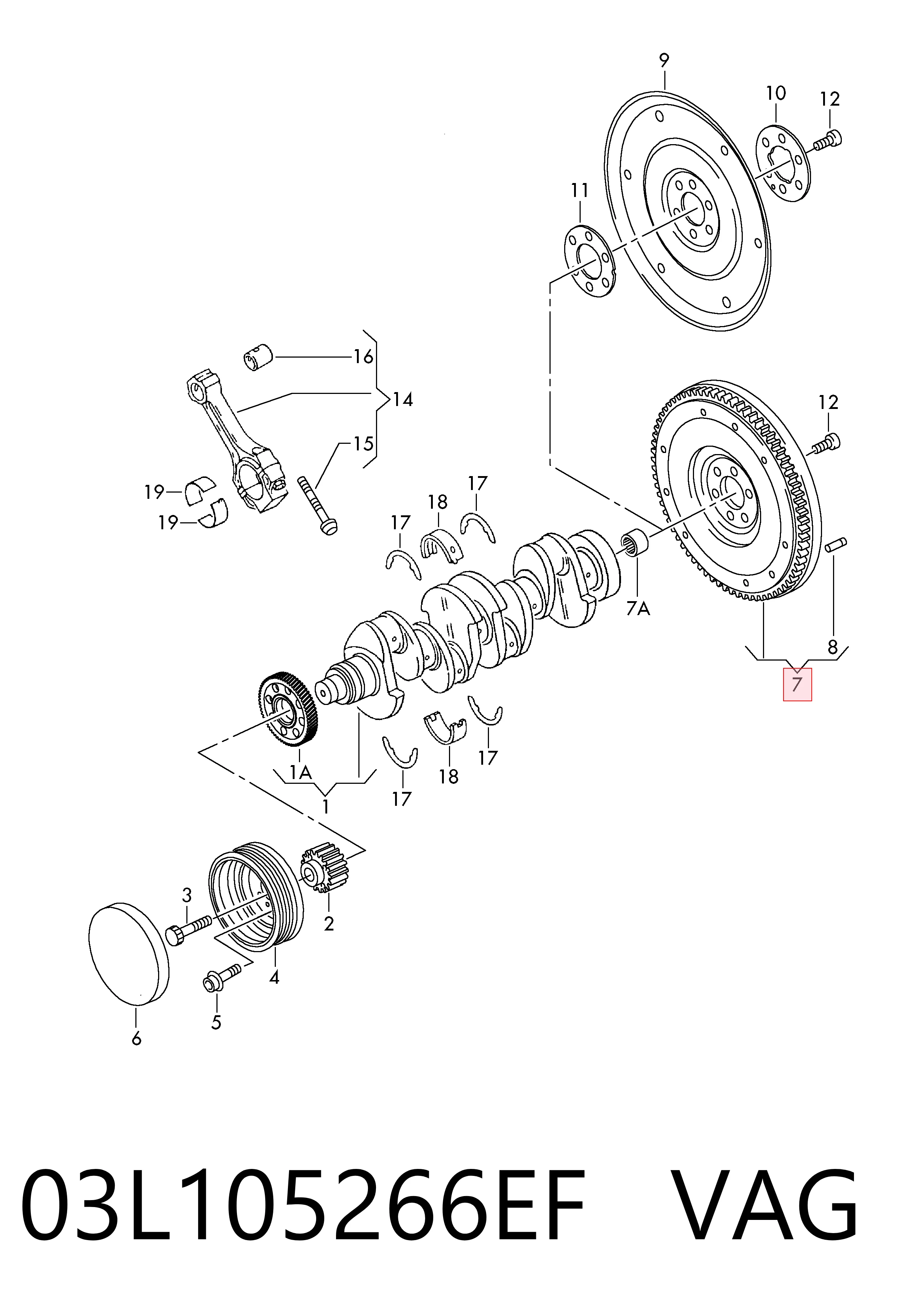 03L105266EF VAG Koło zamachowe silnika