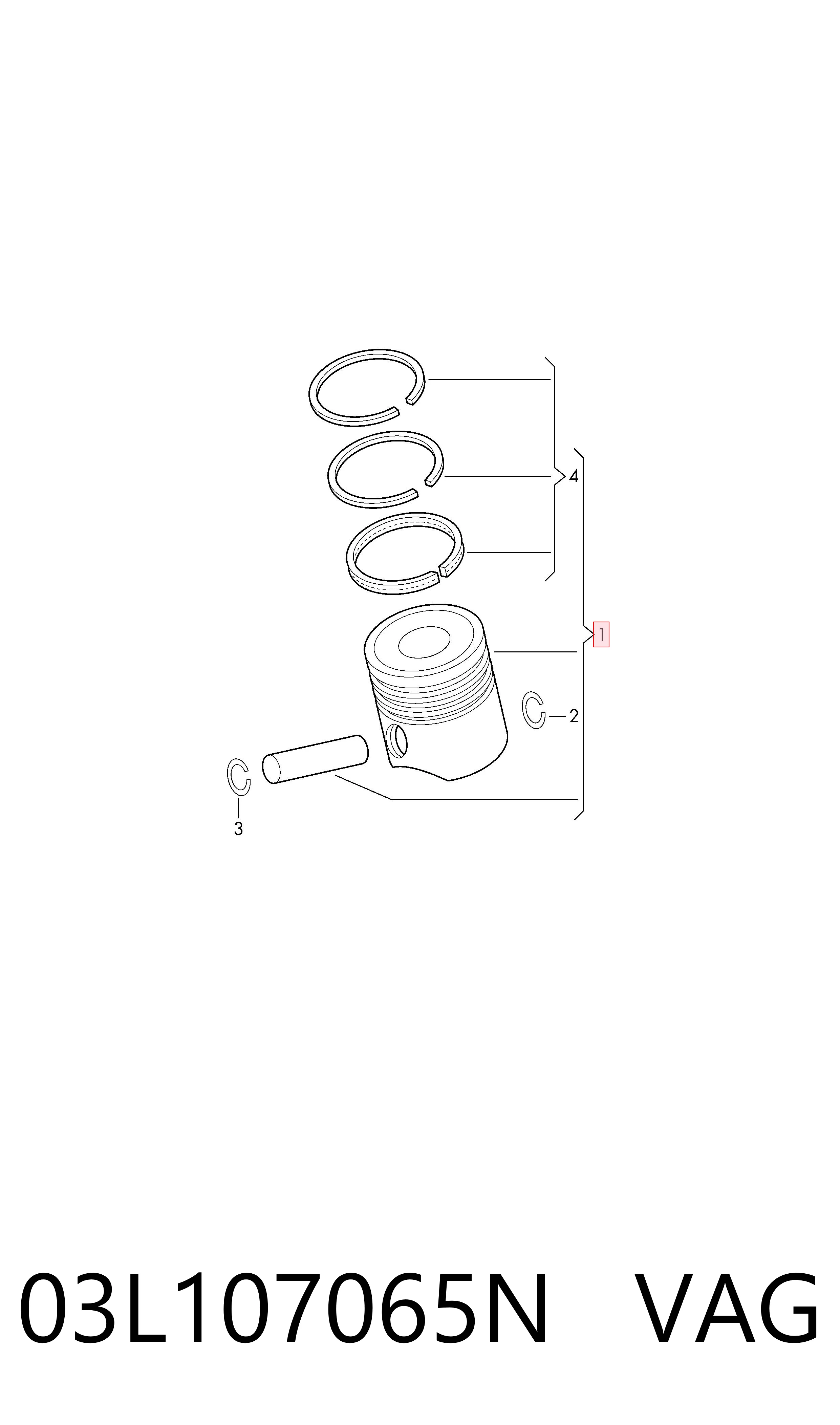 Tłok, komplet do jednego cylindru, STD do Volkswagen Transporter T6 SGA, SGH, SHA, SHH