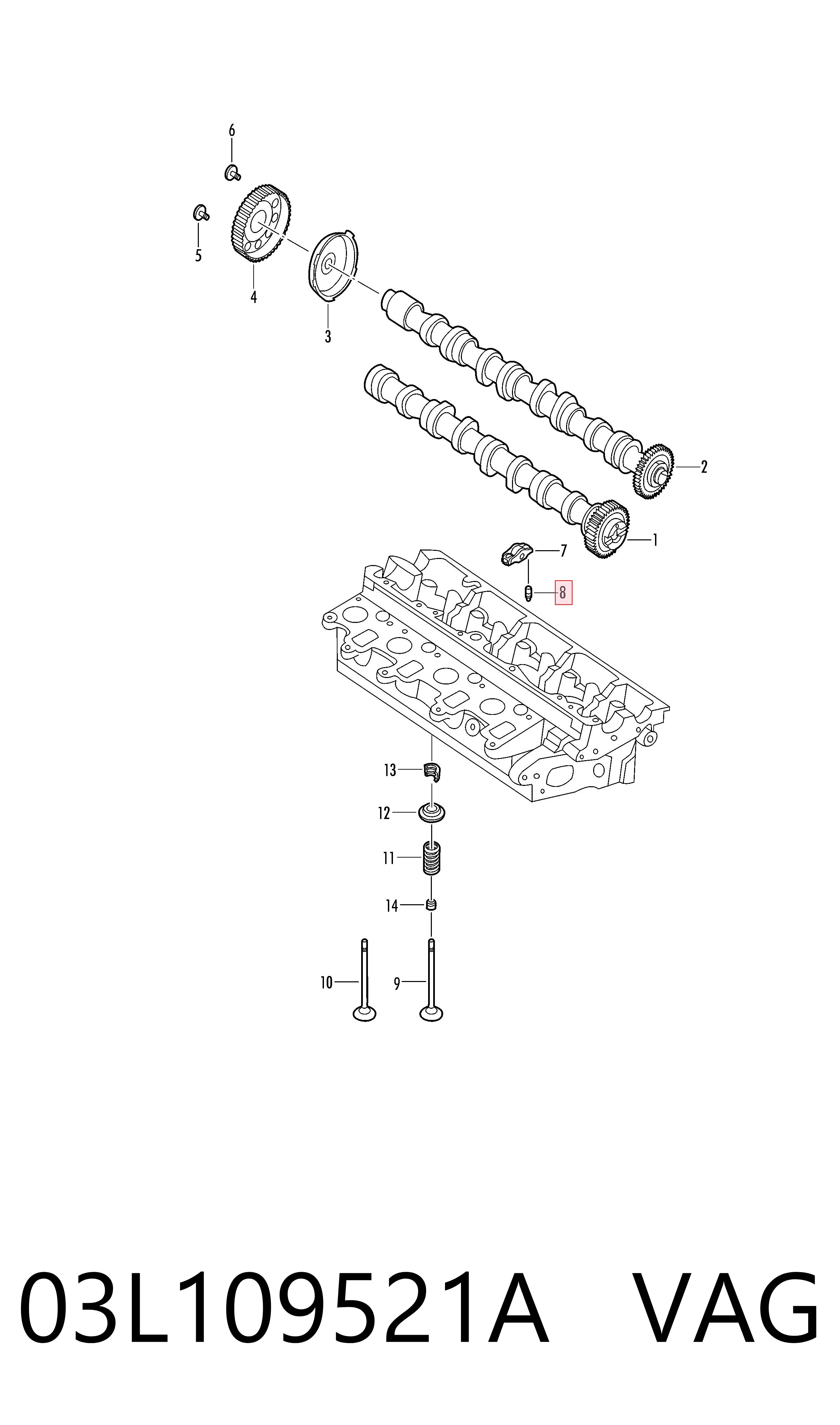 03L109521A VAG Kompensator hydrauliczny (popychacz hydrauliczny), popychacz zaworu