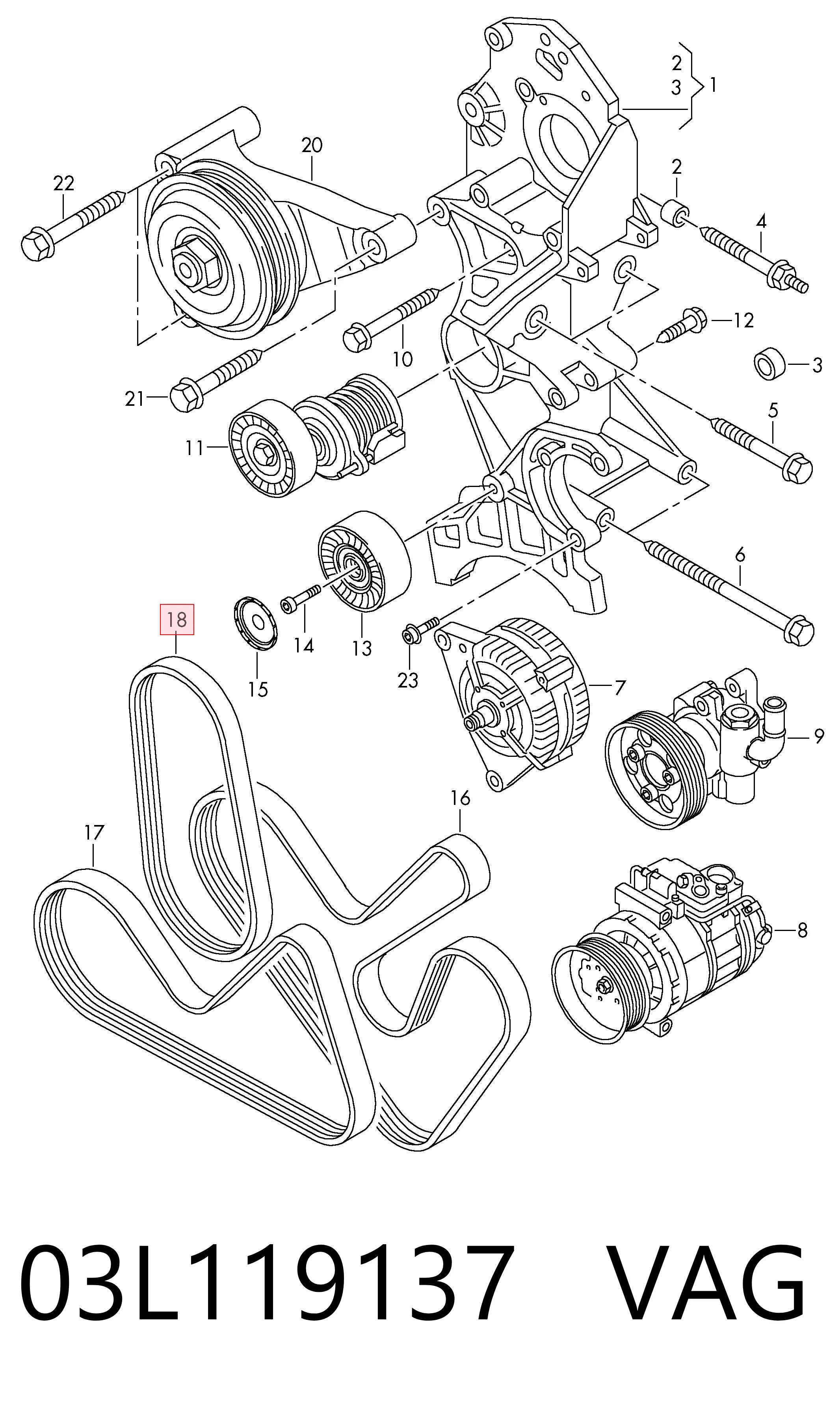 Pas napędowy mechanizmów VAG 03L119137 cena, od 12,09 USD
