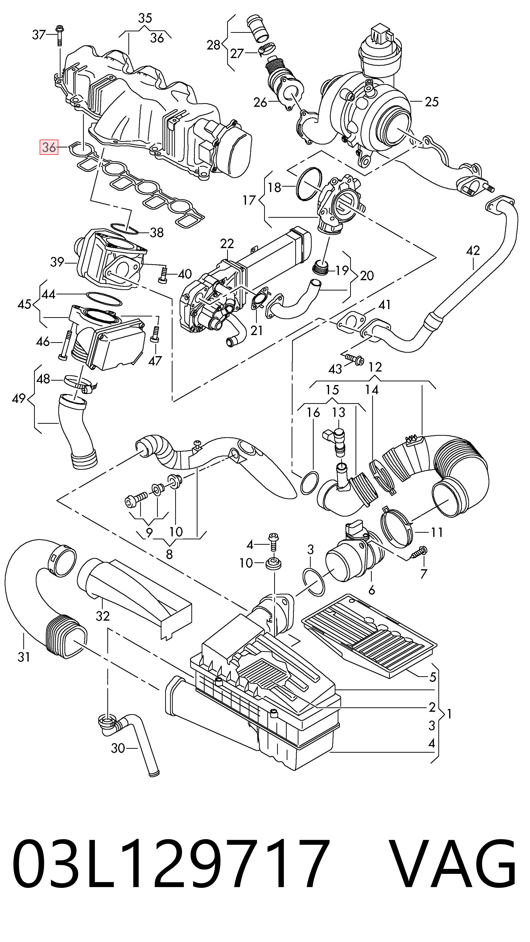 03L129717 VAG Uszczelka kolektora ssącego