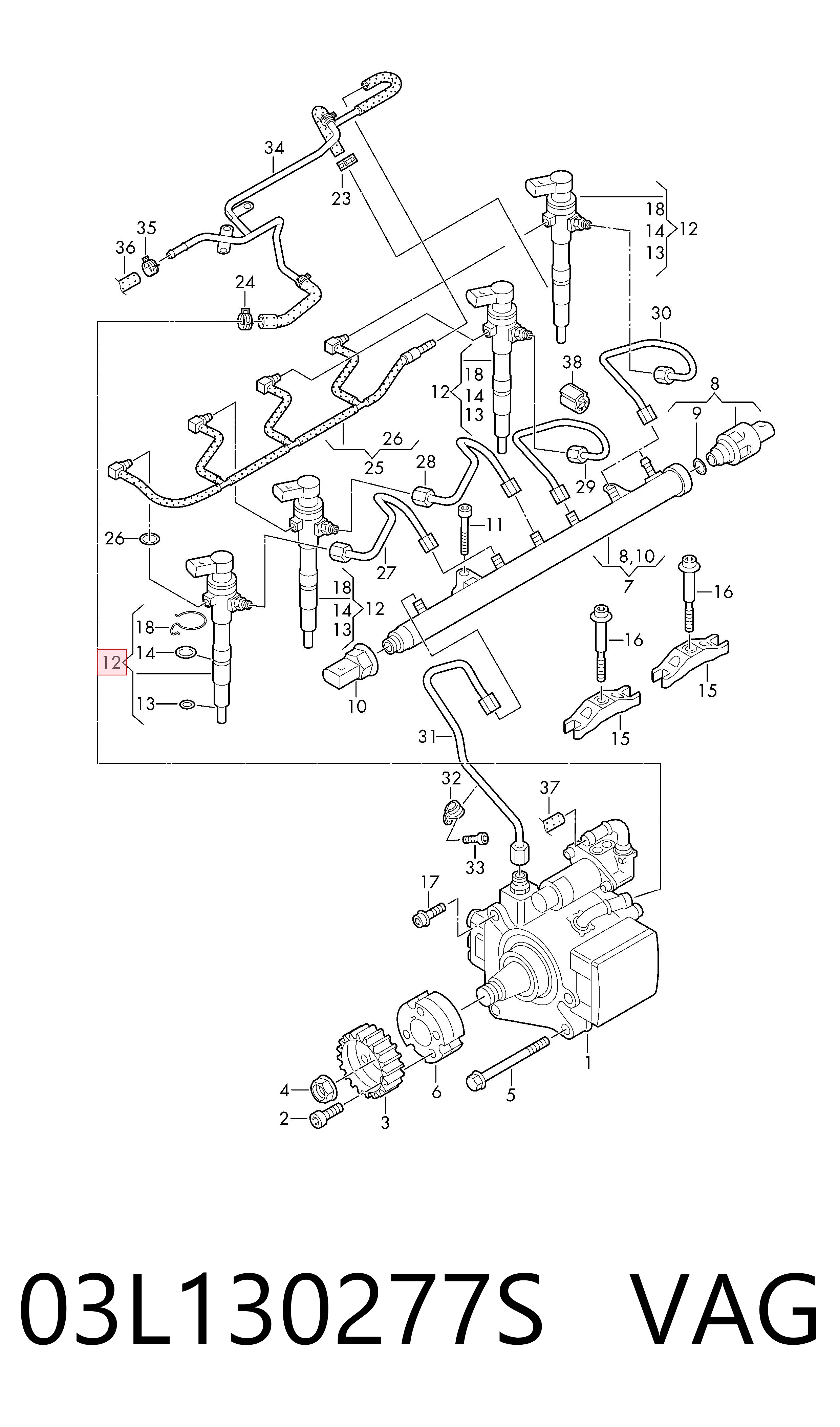Wtryskiwacz paliwa VAG 03L130277S cena, od 141,31 USD