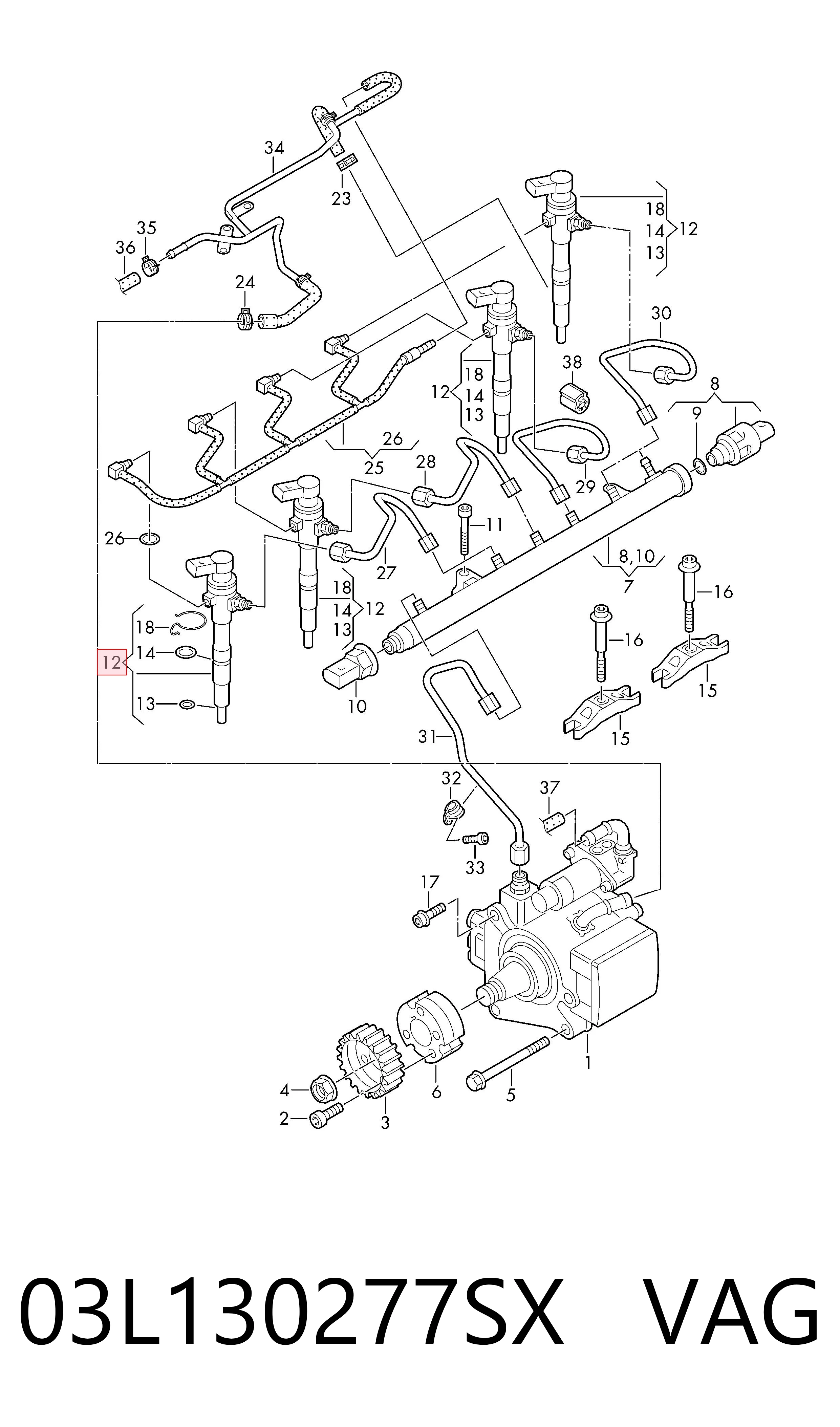 Wtryskiwacz paliwa VAG 03L130277SX cena, od 9,89 USD