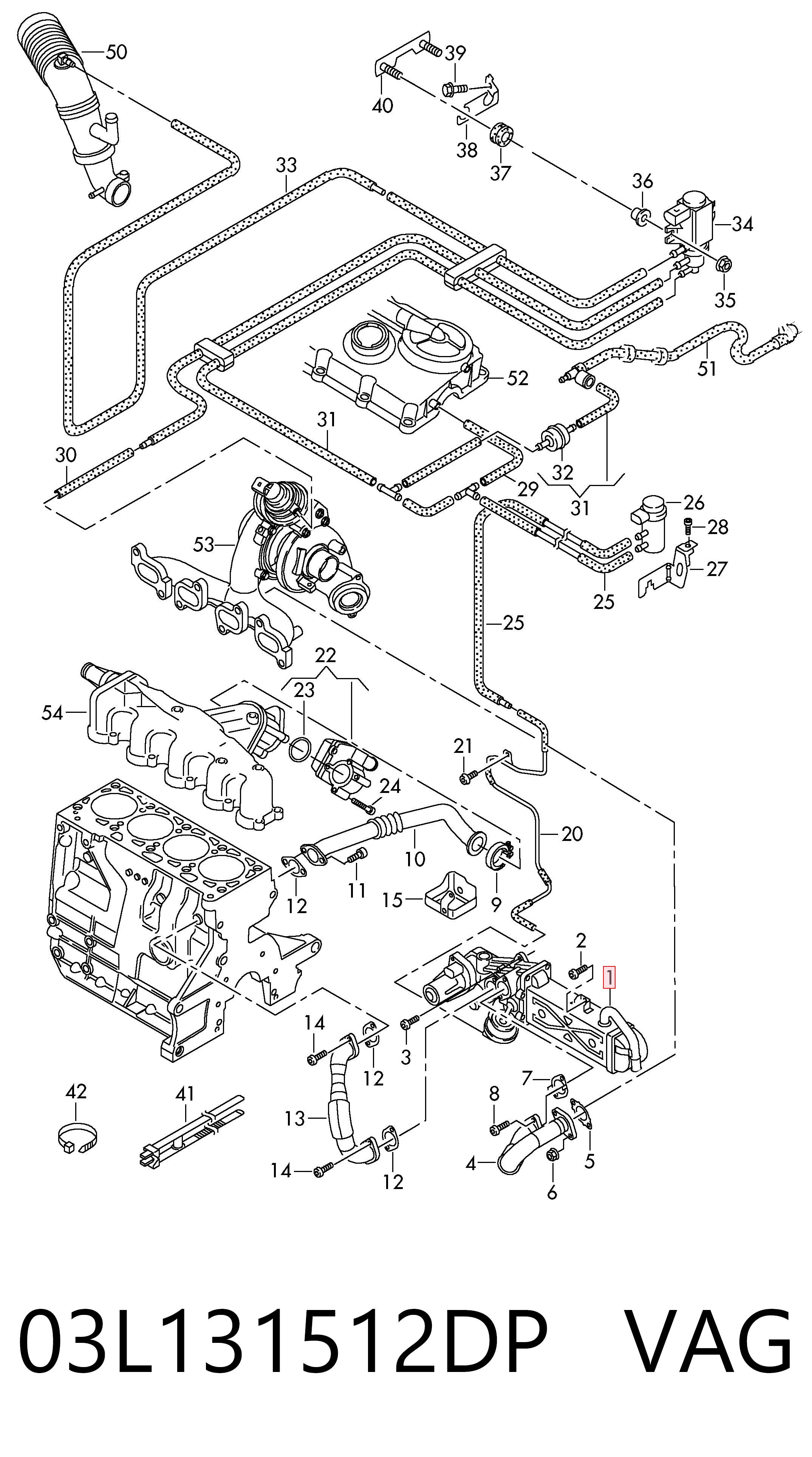 03L131512DP VAG Chłodnica układu recyrkulacji spalin EGR