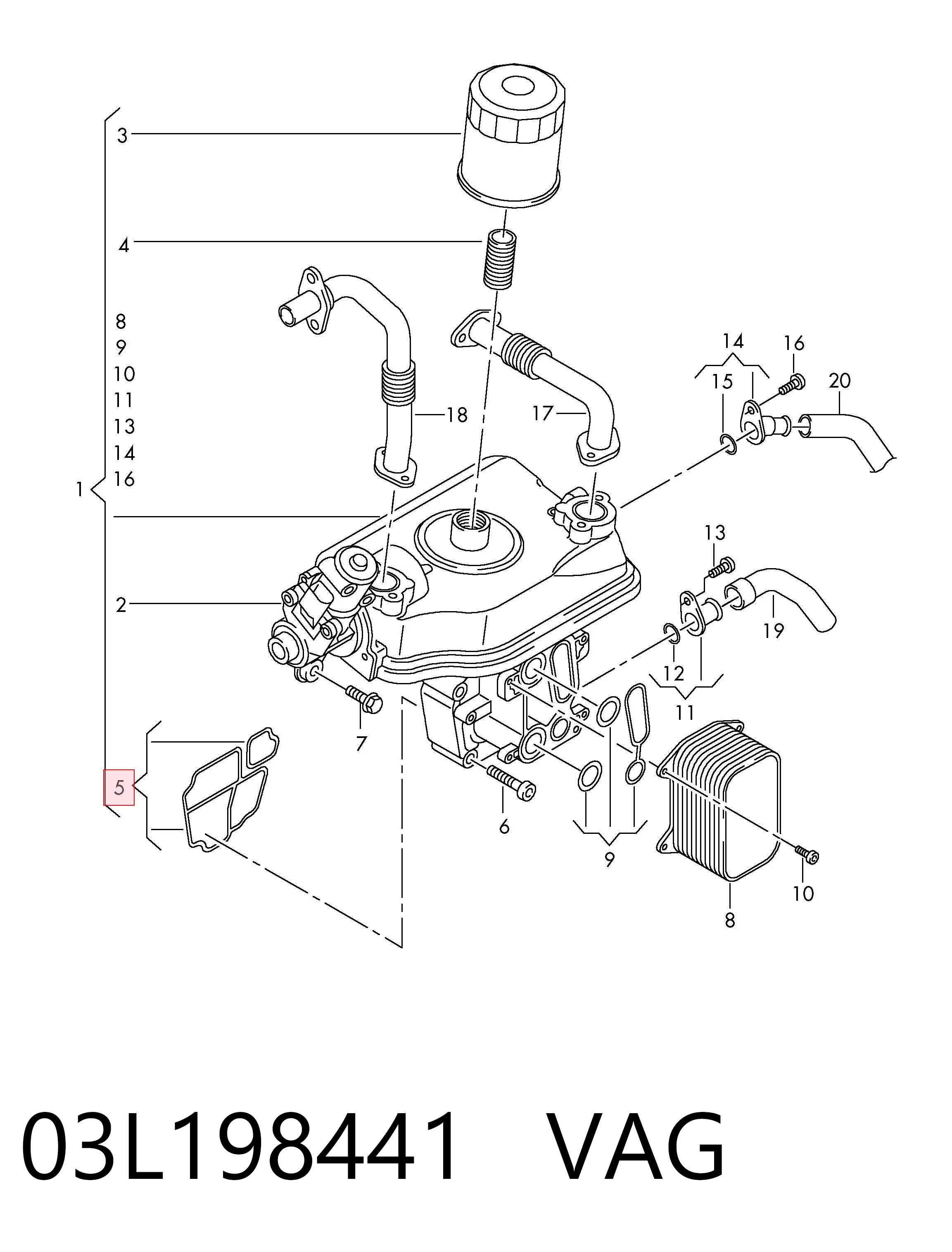 03L198441 VAG Uszczelka adaptera filtra oleju