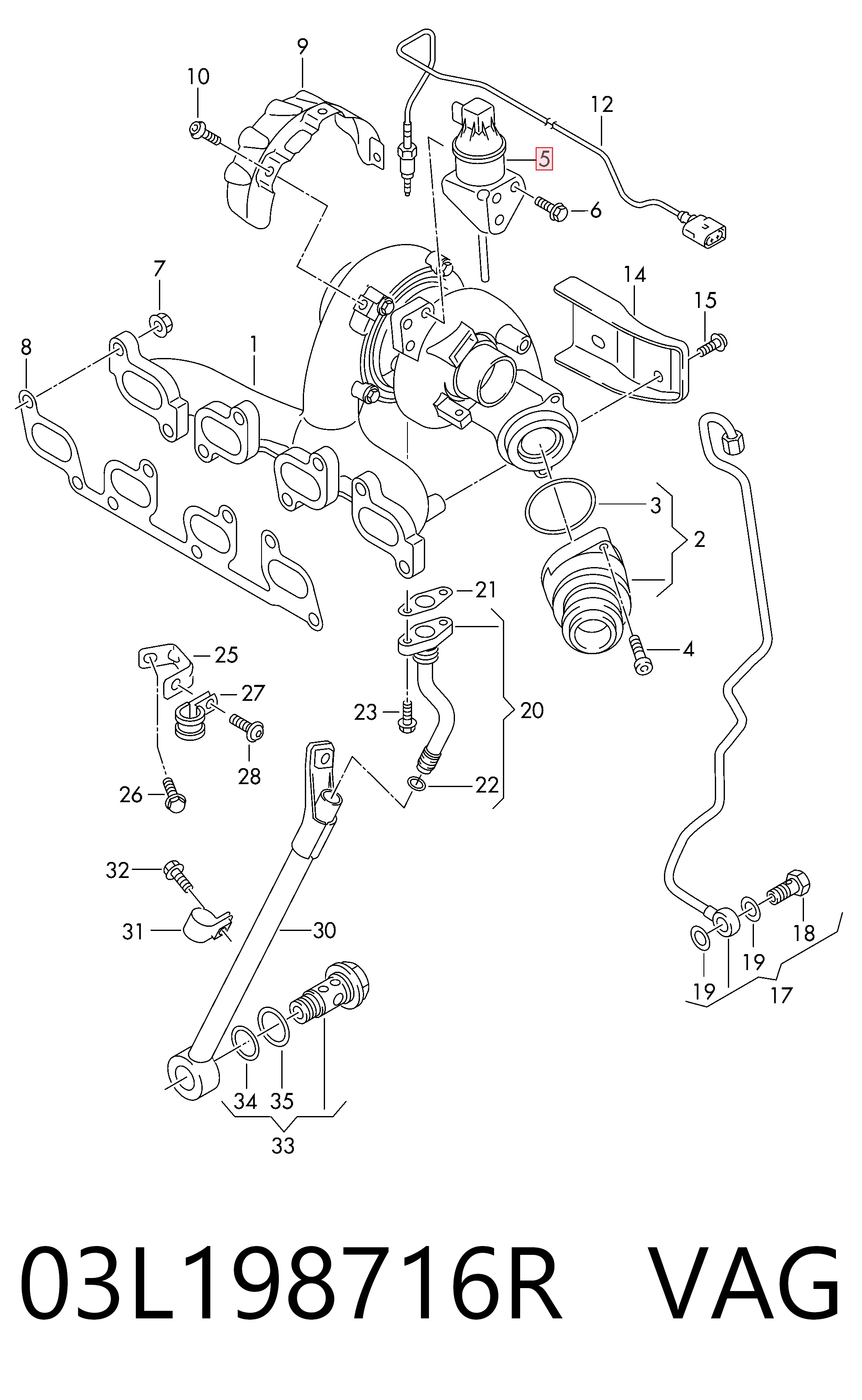 Do koszyka Zawór (aktuator) sterowania turbiną Volkswagen Polo V 6R1, 6C1