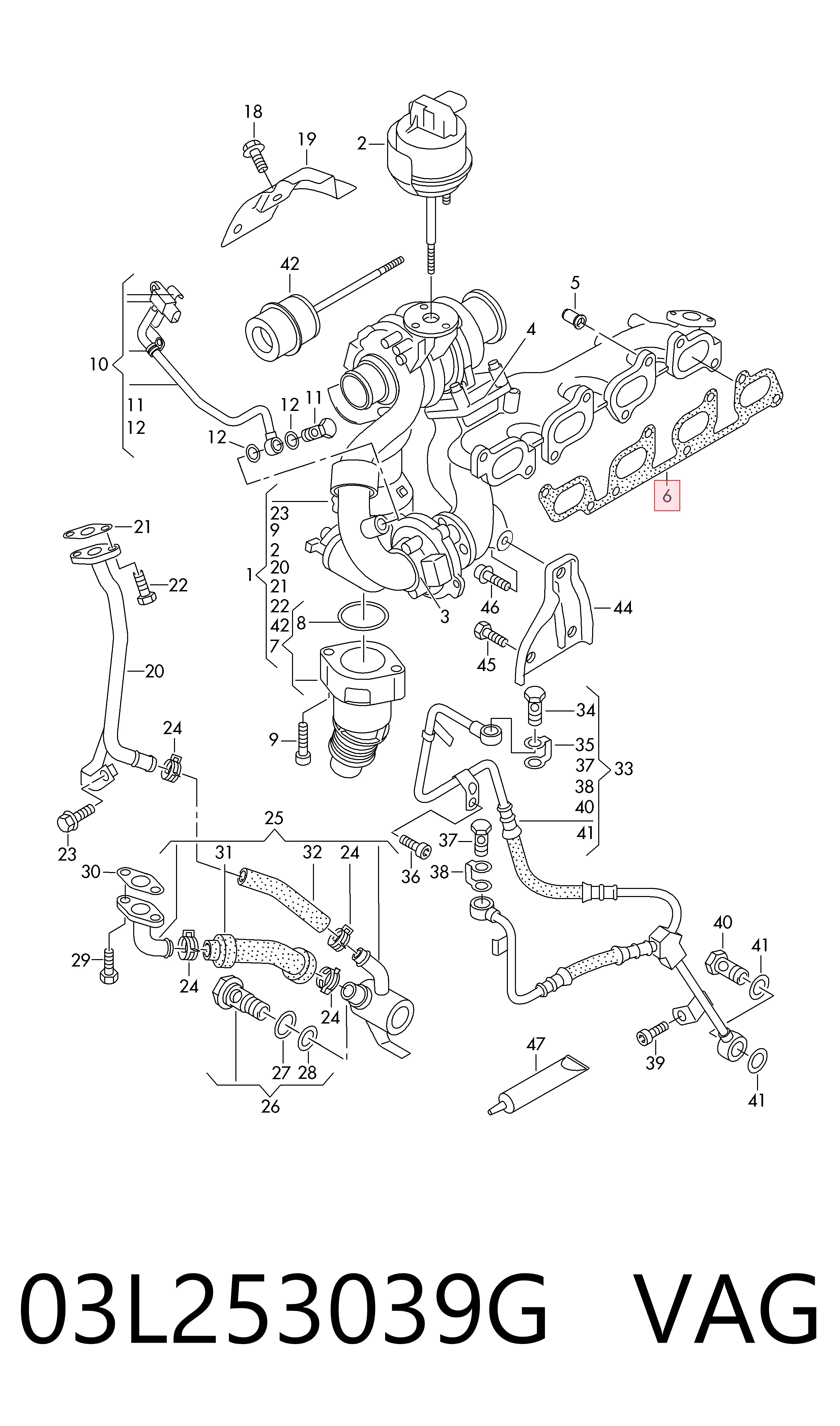 Uszczelka kolektora wydechowego do Volkswagen Crafter 30-35 2E, 2EE, 2EK