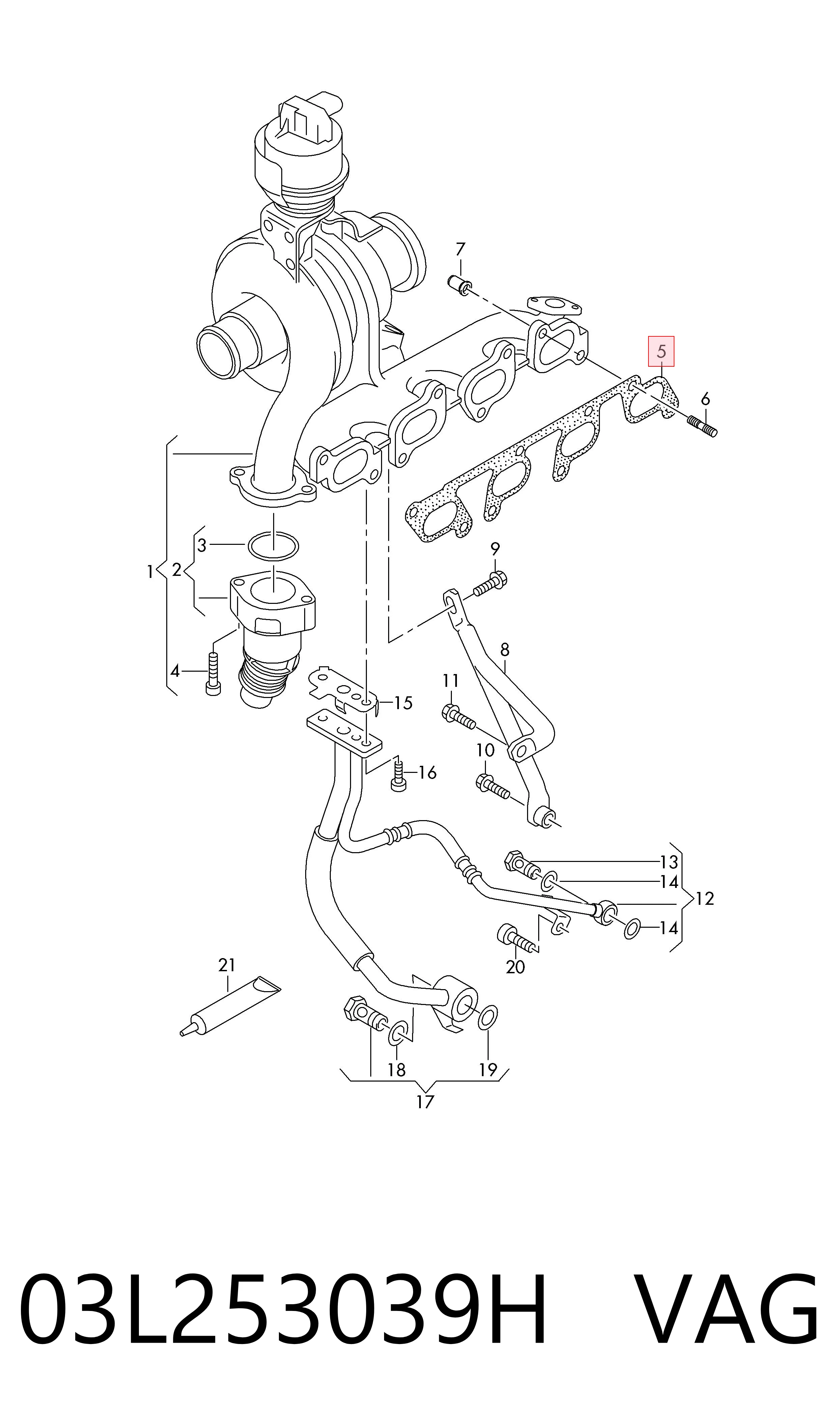 03L253039H VAG Uszczelka kolektora wydechowego