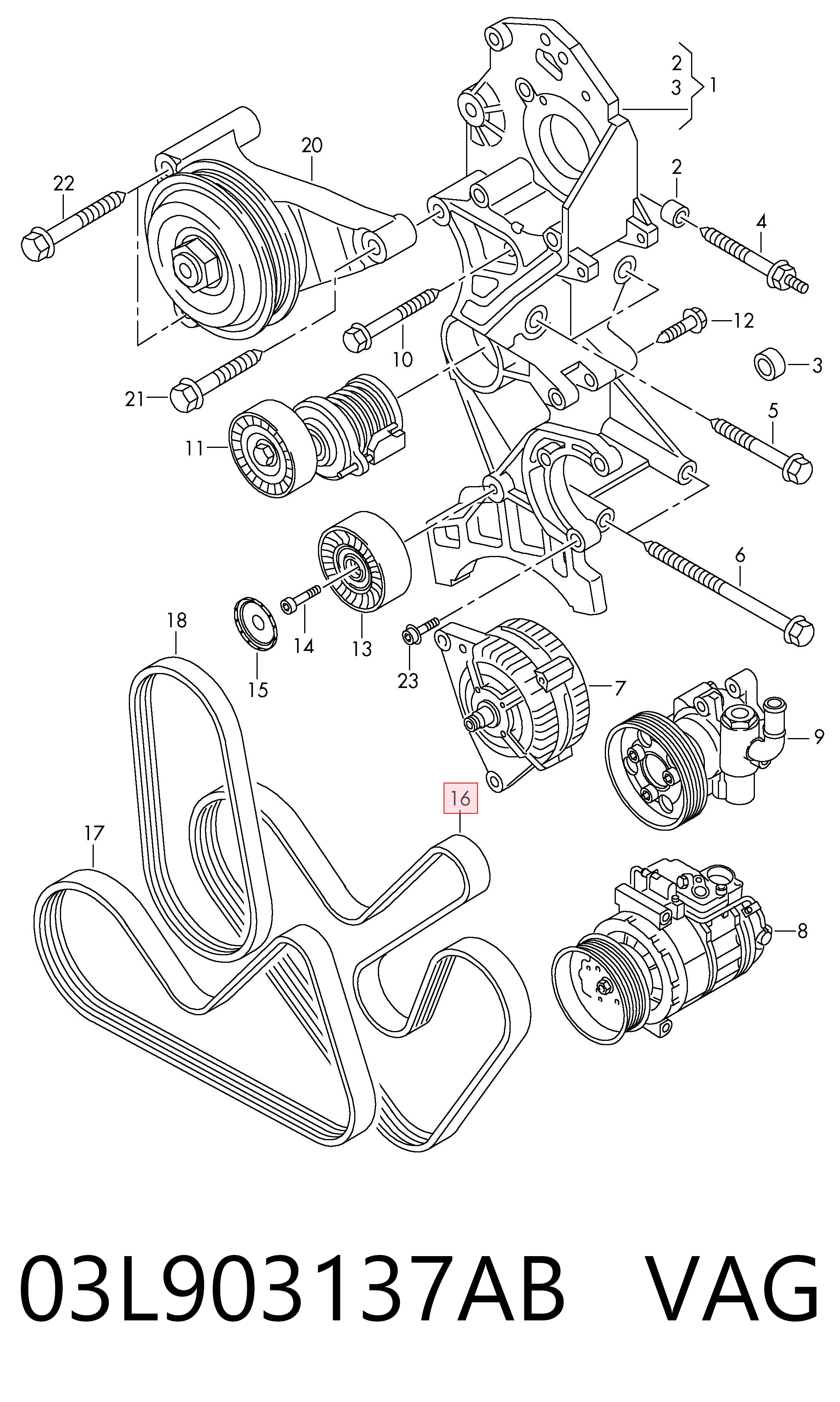 03L903137AB VAG Pas napędowy mechanizmów
