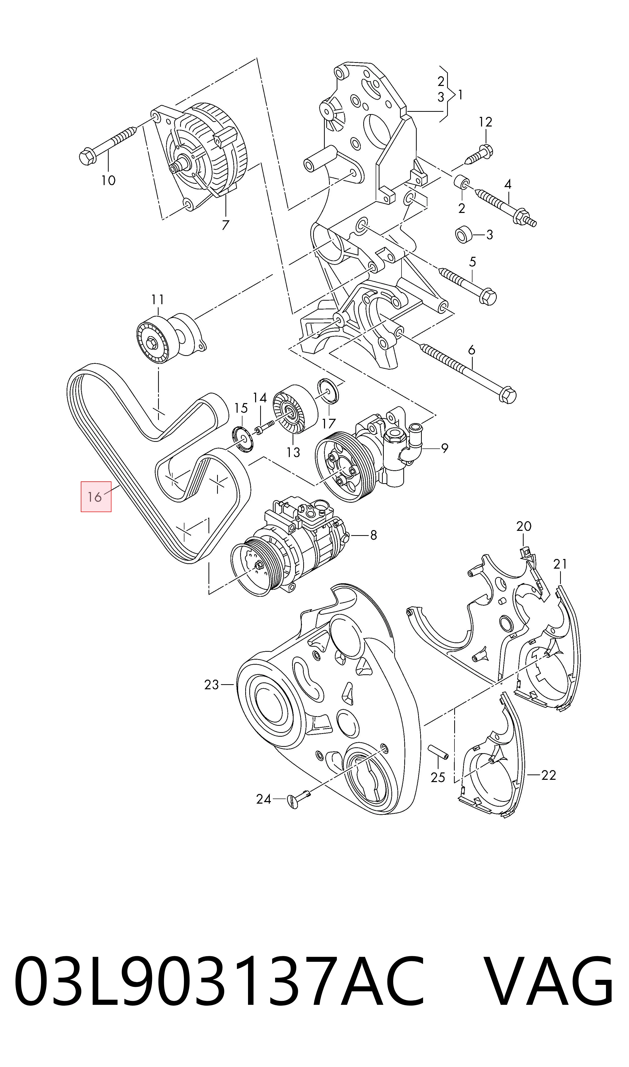 Pas napędowy mechanizmów VAG 03L903137AC cena, od 17,15 USD
