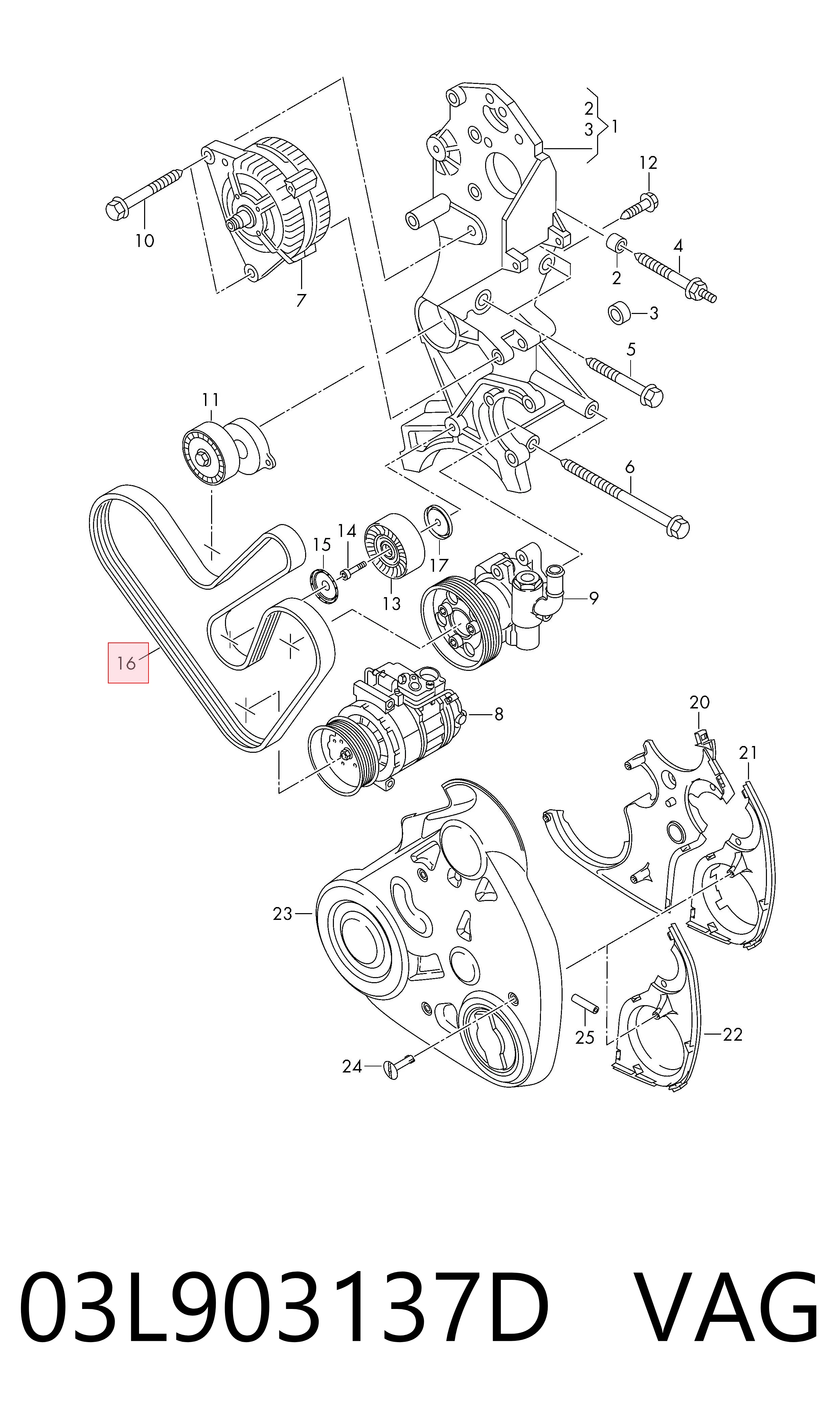 Pas napędowy mechanizmów VAG 03L903137D cena, od 13,36 USD