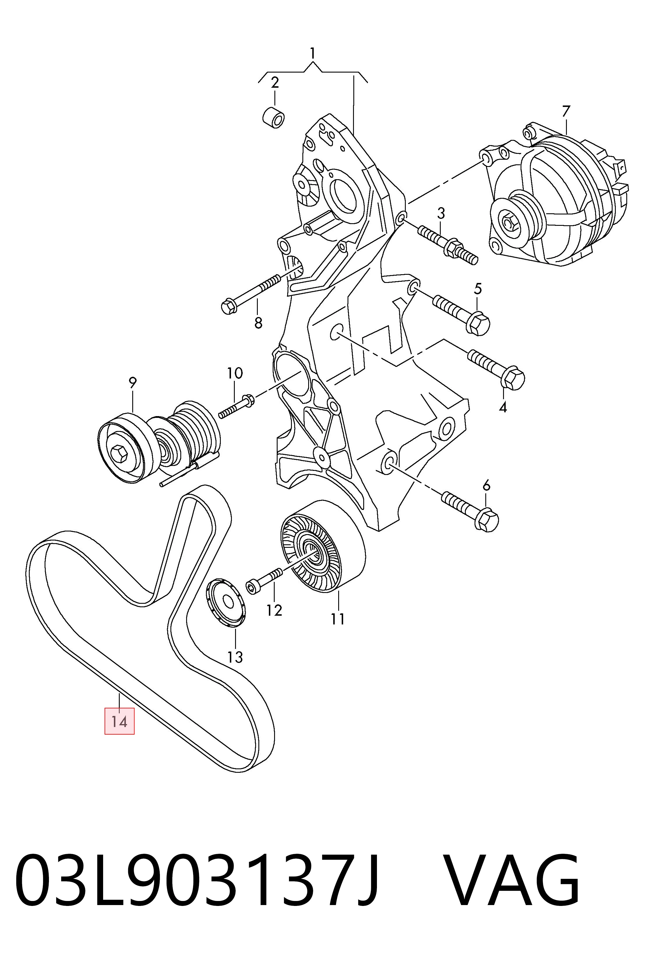 Pas napędowy mechanizmów VAG 03L903137J cena, od 16,44 USD