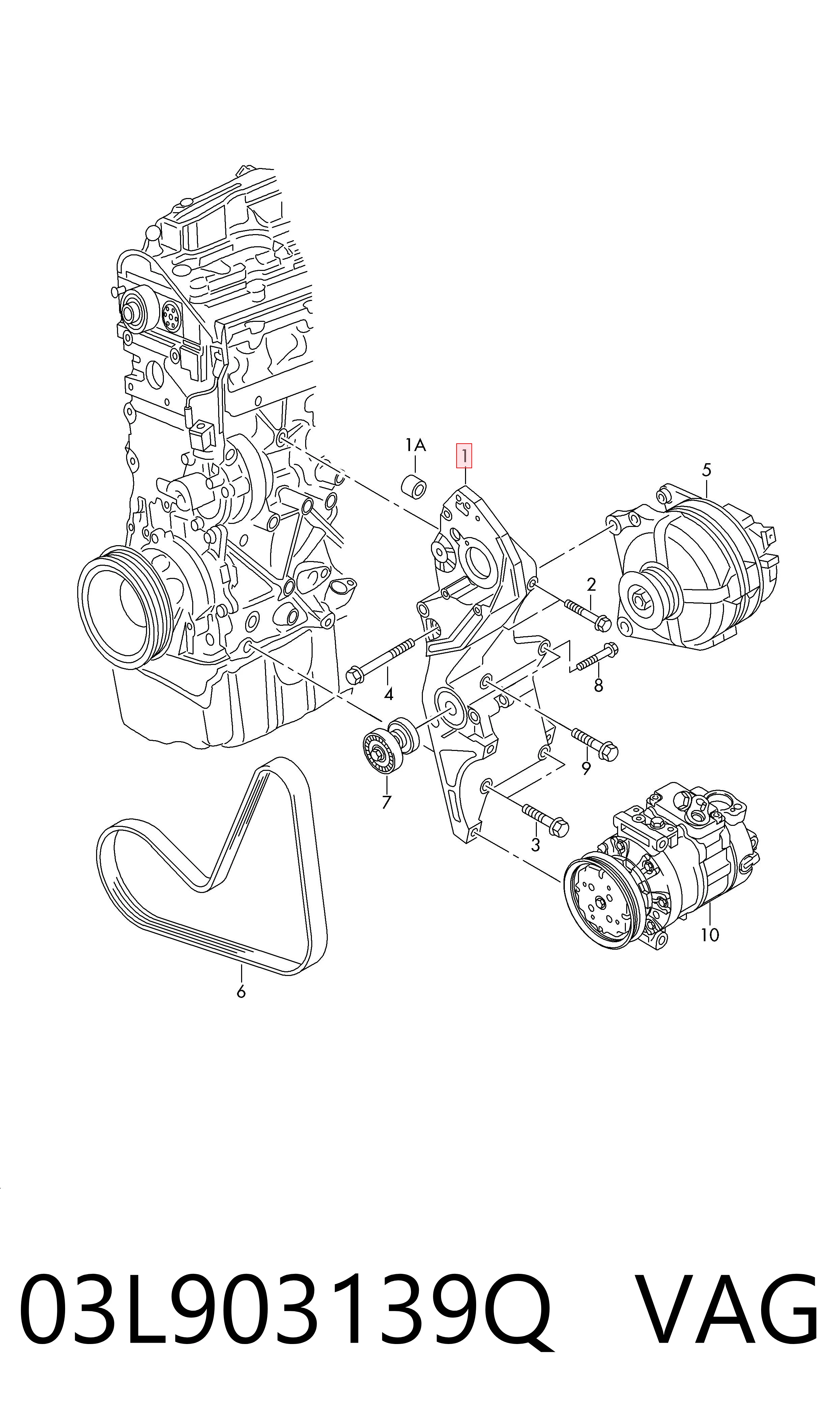 Wspornik alternatora do Skoda Fabia II 5J2, 542, 572, 582