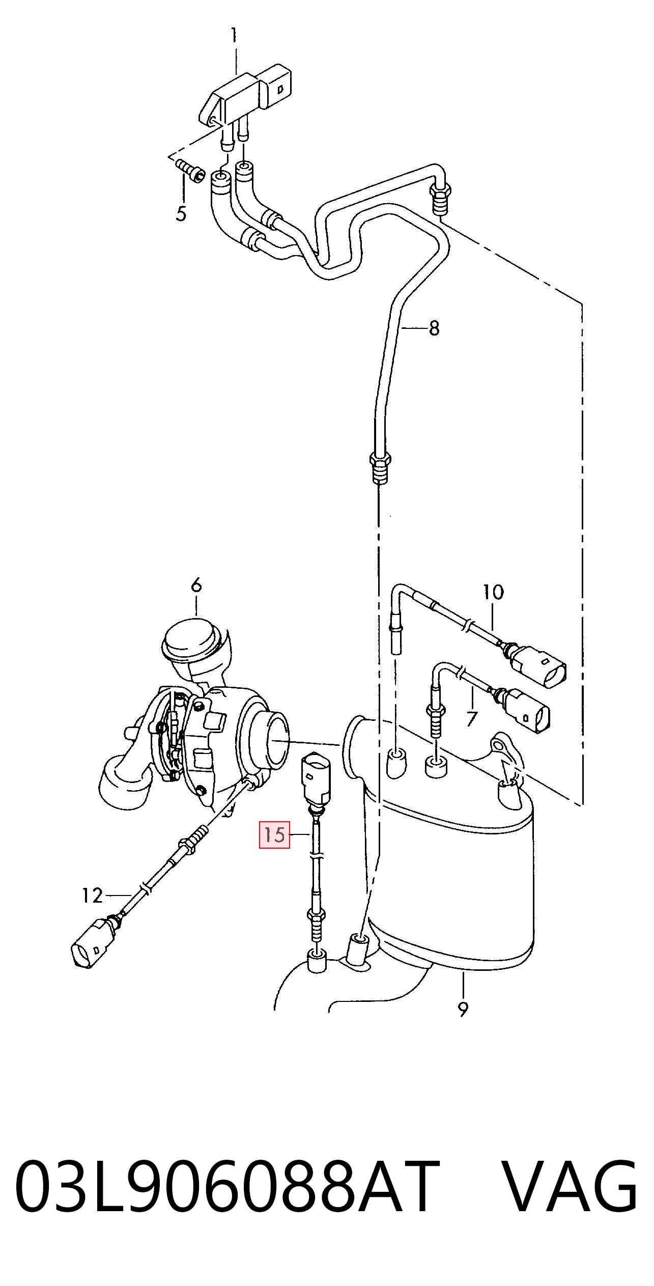 Czujnik temperatury spalin po filtrze cząstek stałych VAG 03L906088AT cena, od 68,00 USD