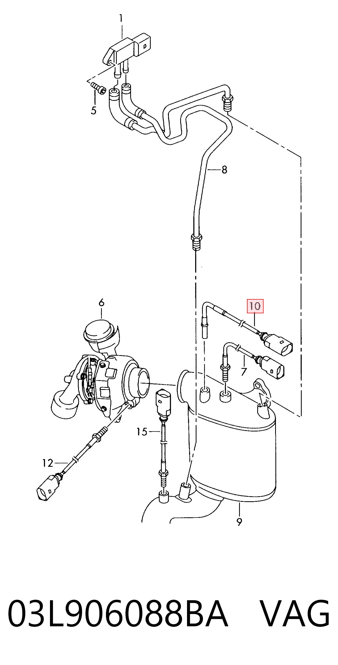 03L906088BA VAG Czujnik temperatury spalin, przed filtrem cząstek stałych