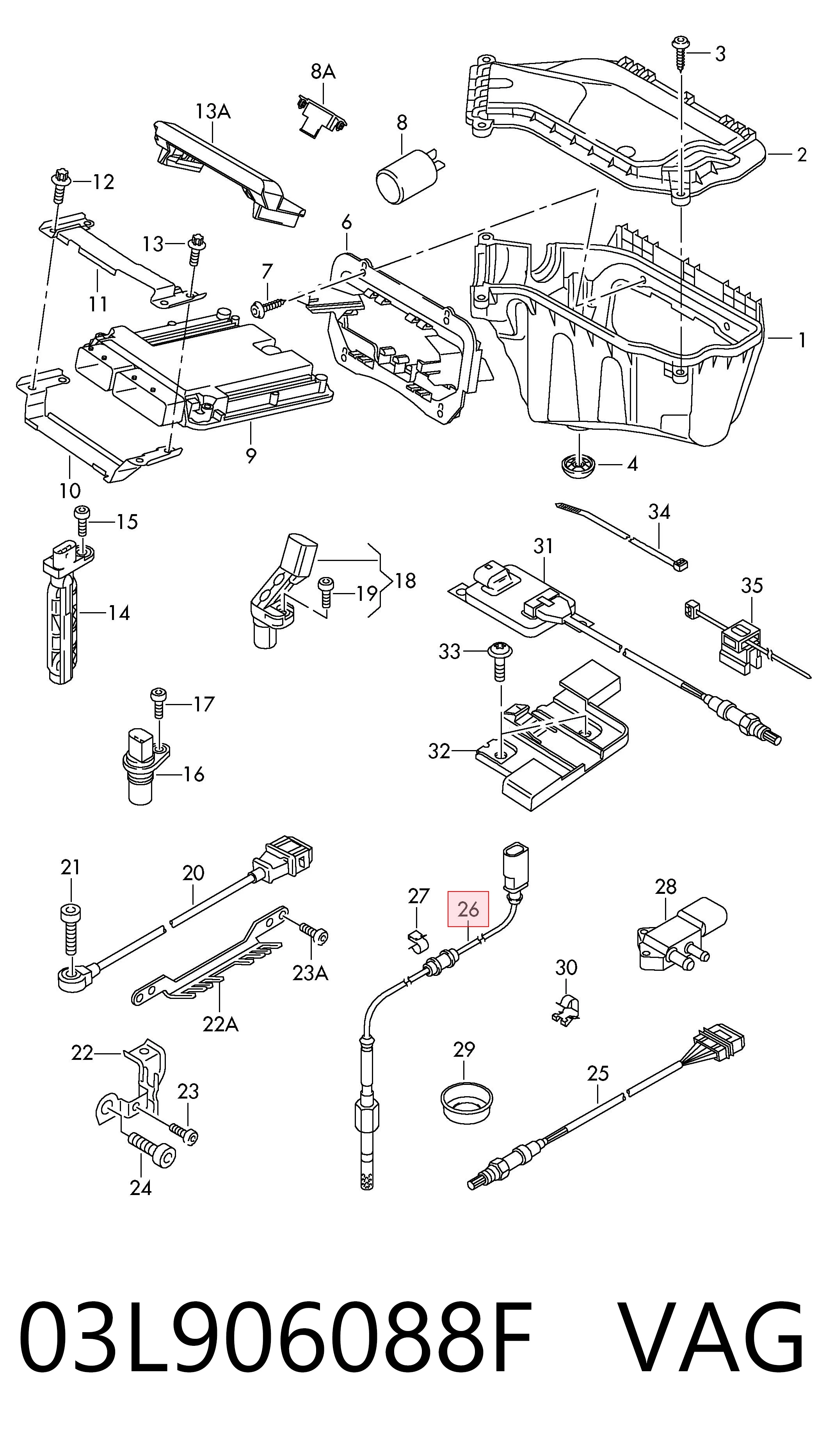 03L906088F VAG Czujnik temperatury spalin po filtrze cząstek stałych