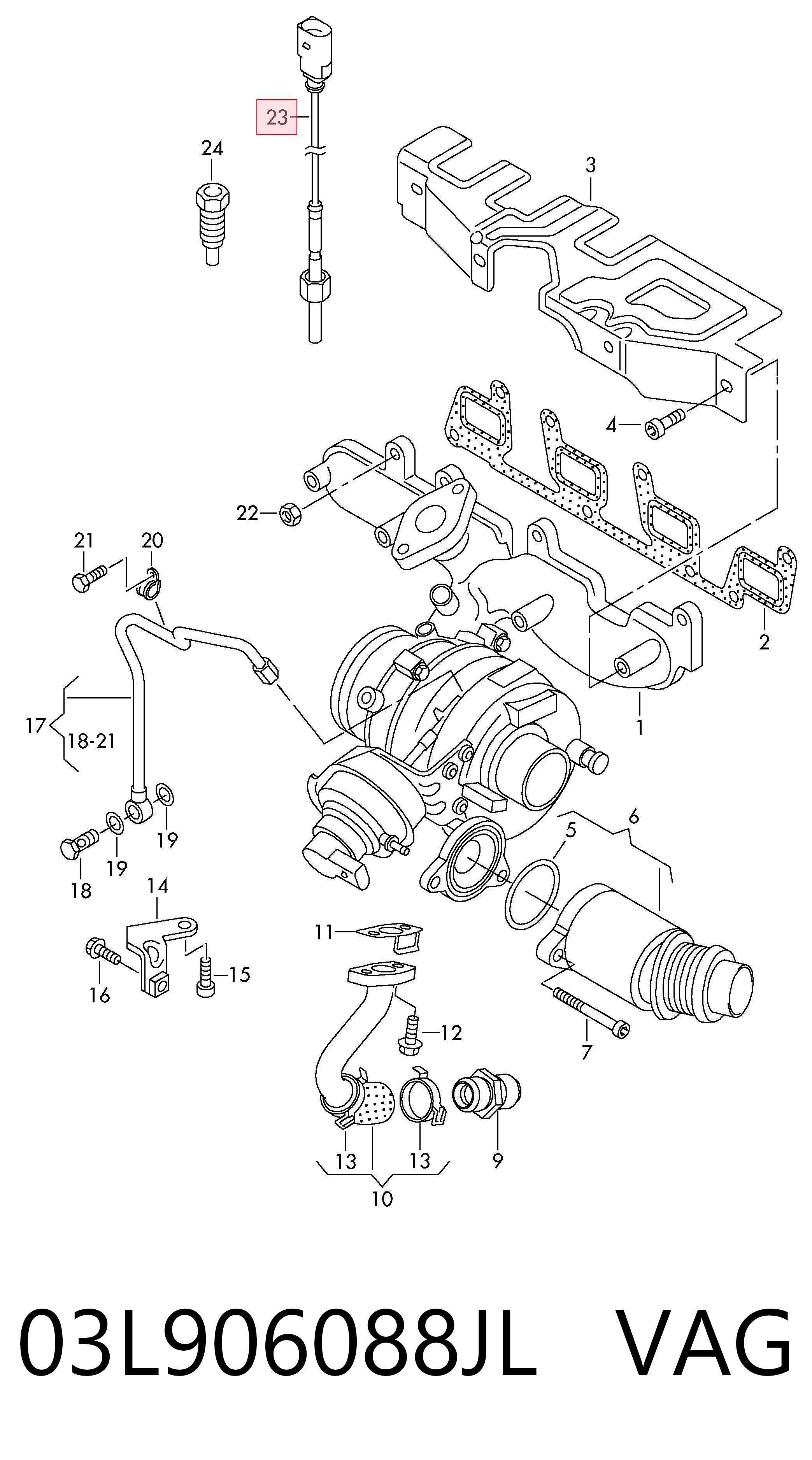 03L906088JL VAG Czujnik temperatury spalin, przed turbiną