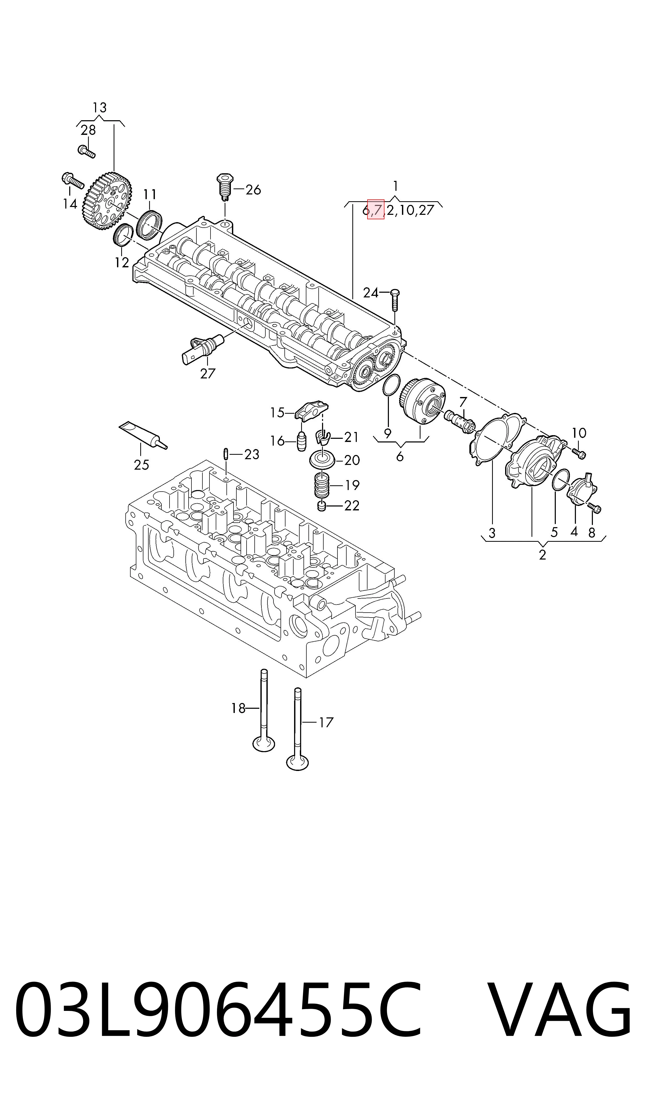 03L906455C VAG Hydrauliczna śruba faz rozrządu