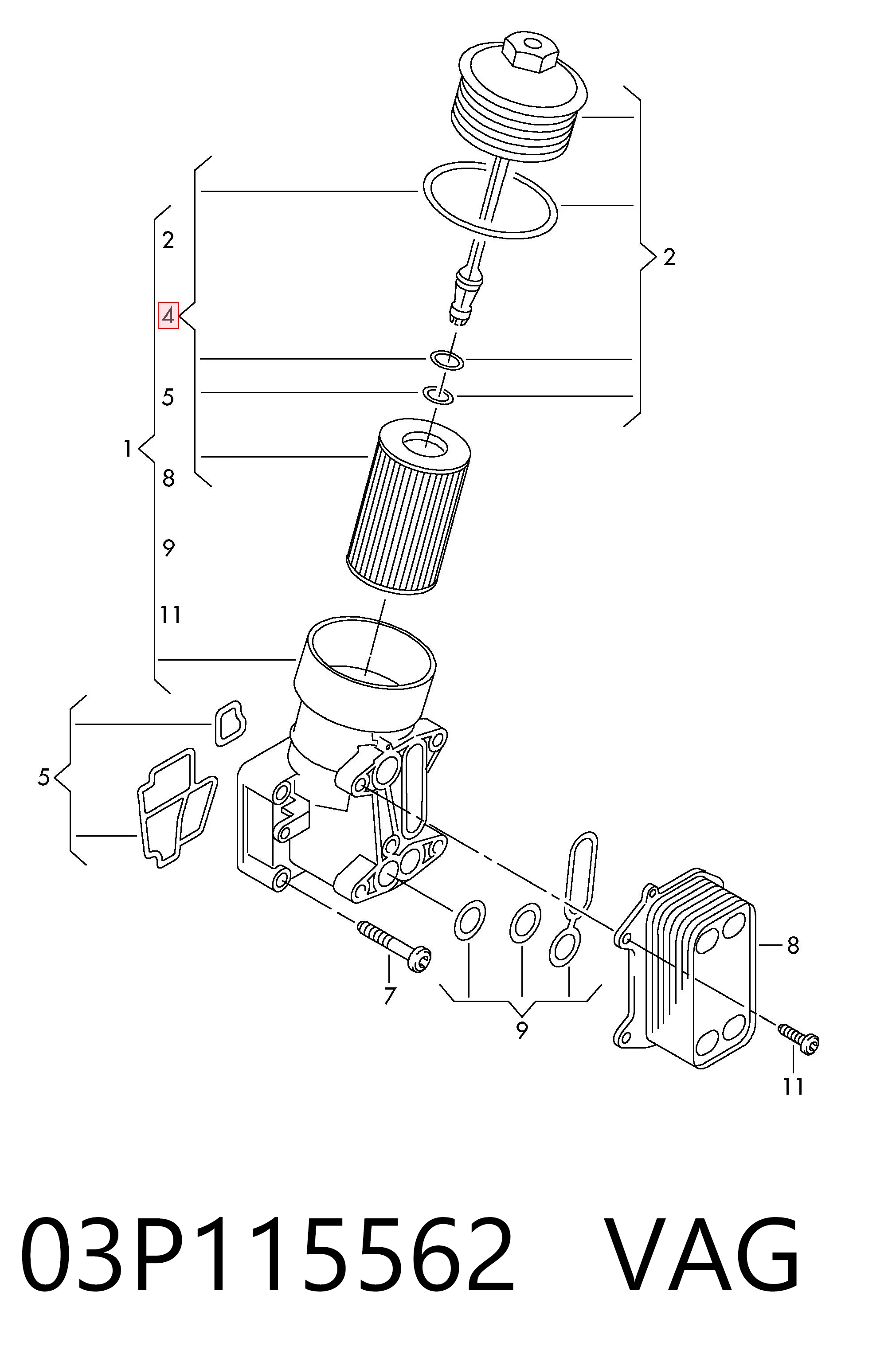 Filtr oleju VAG 03P115562 cena, od 8,47 USD