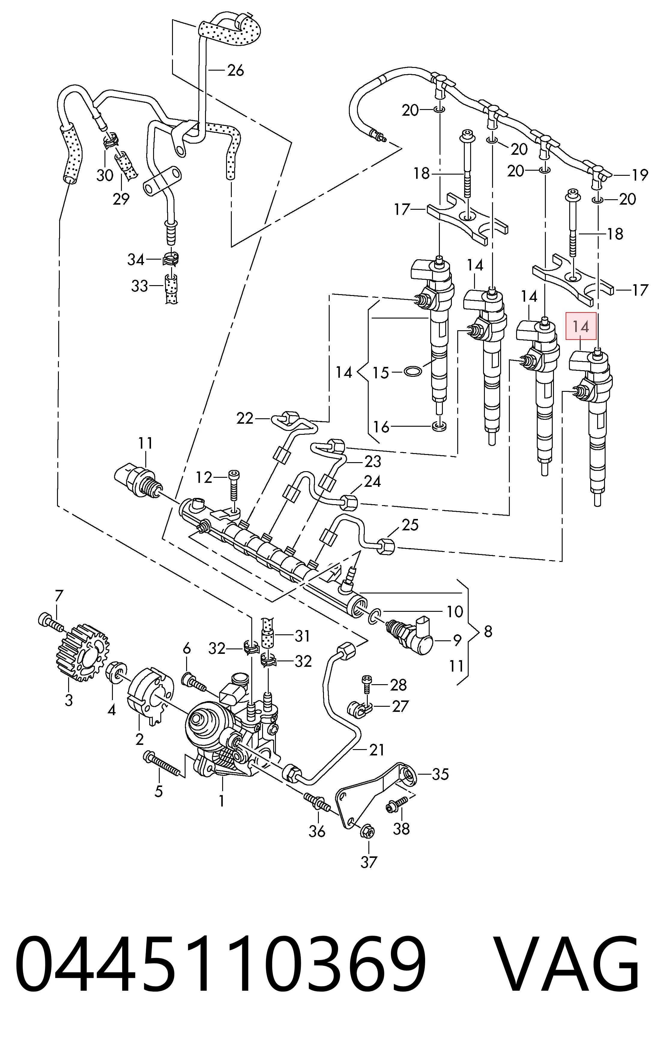 Wtryskiwacz paliwa do Volkswagen Passat B7 362